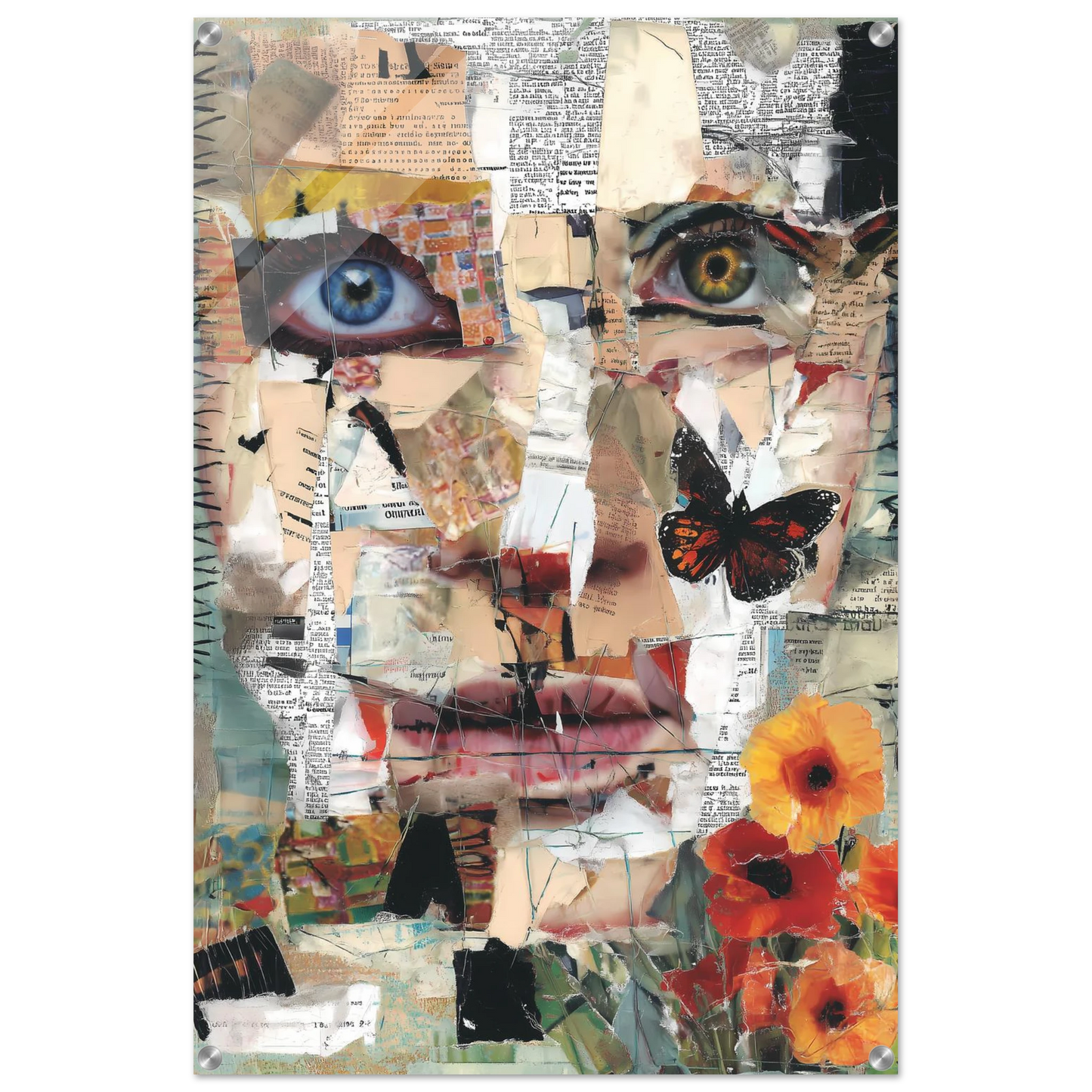 Le Visage de Papier — tableau plexiglas — vue 5 — art mural STNCL