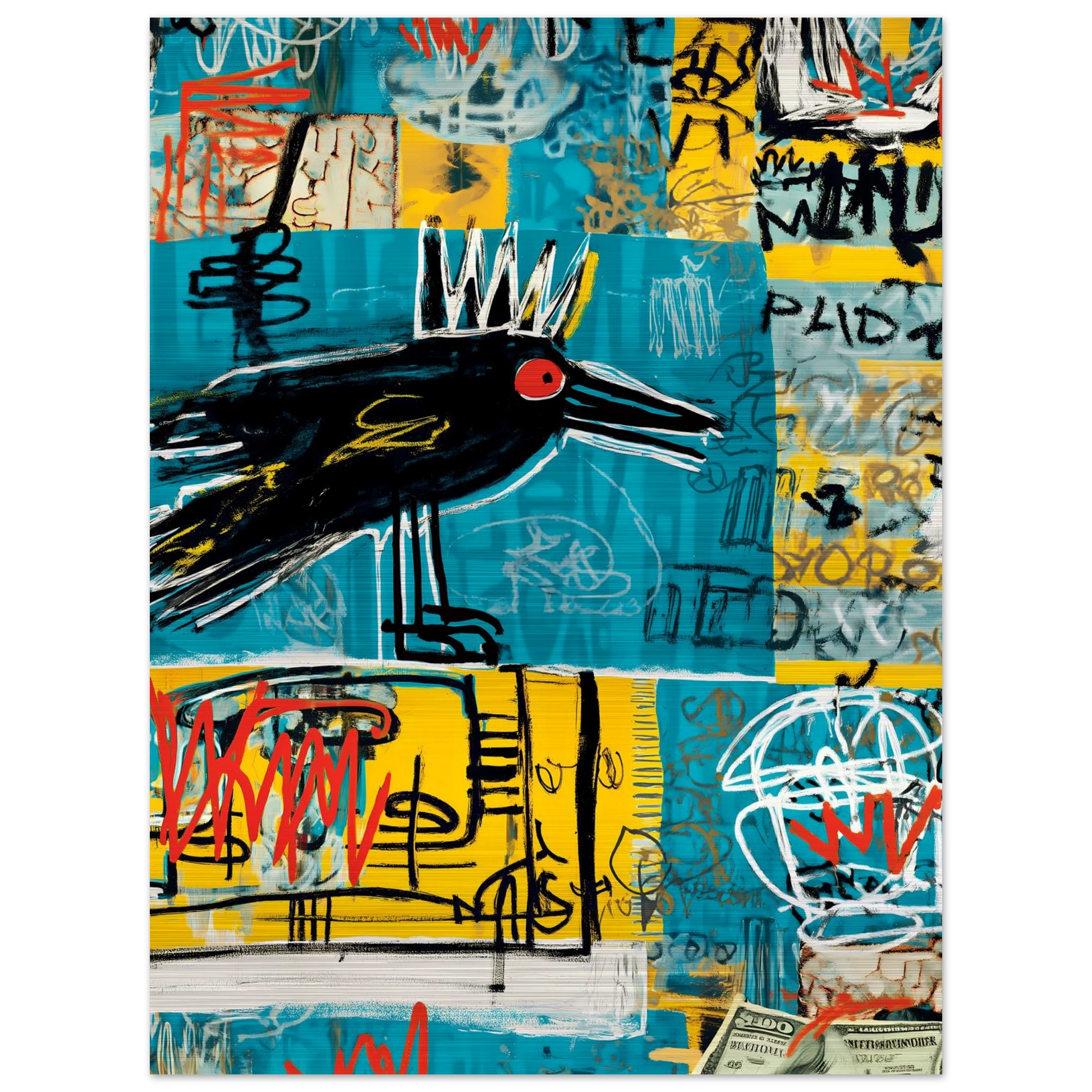 Corbeau Couronné — tableau aluminium — vue 5 — art mural STNCL
