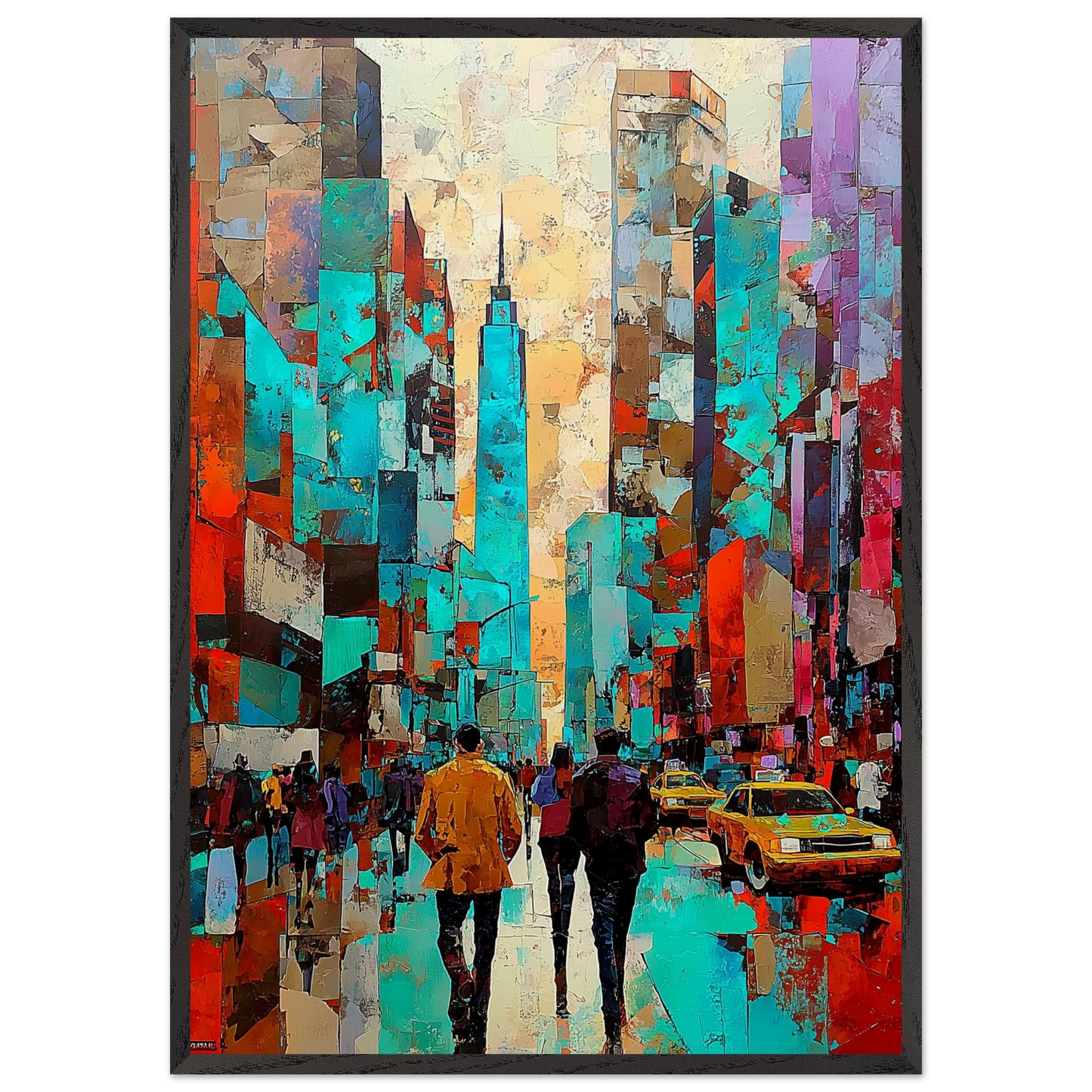 Deux Silhouettes en Ville — tableau encadré bois — art mural STNCL