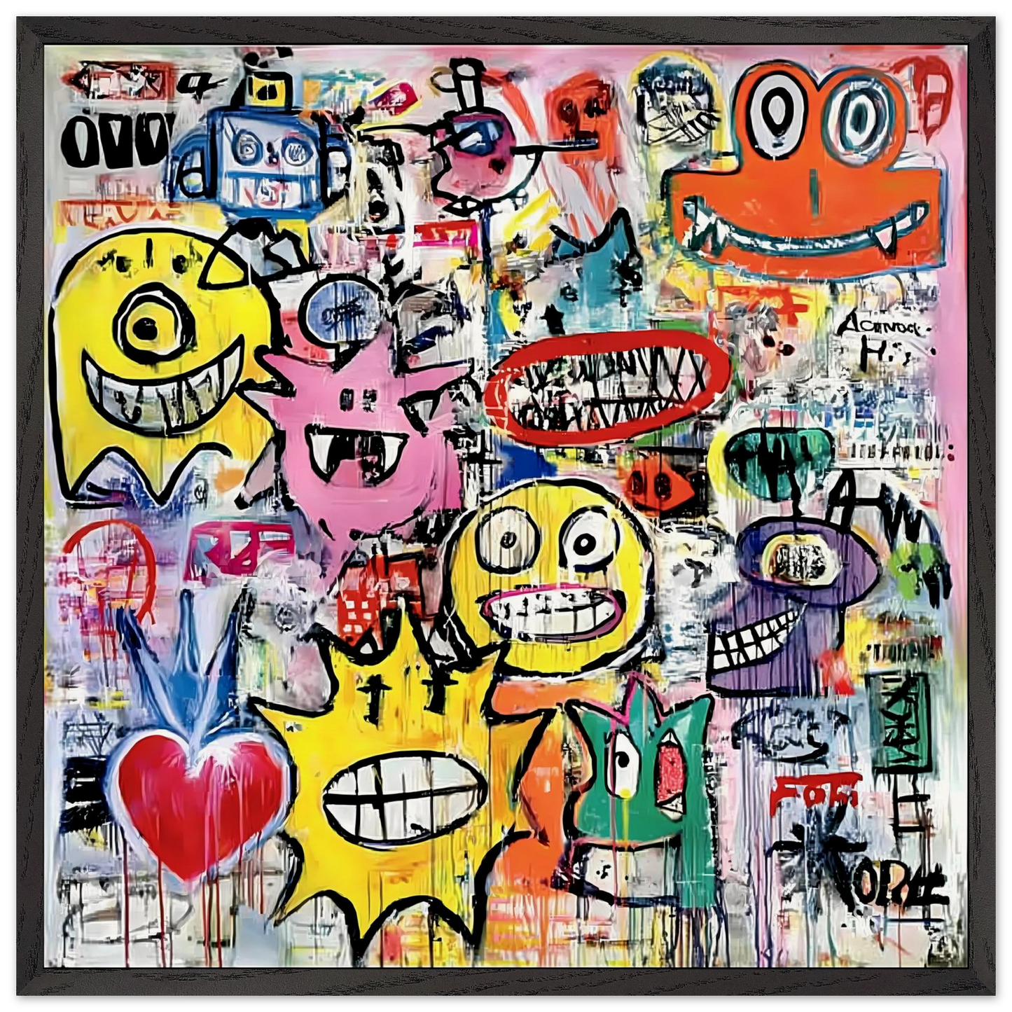 Le Mur aux Monstres — tableau encadré bois — art mural STNCL