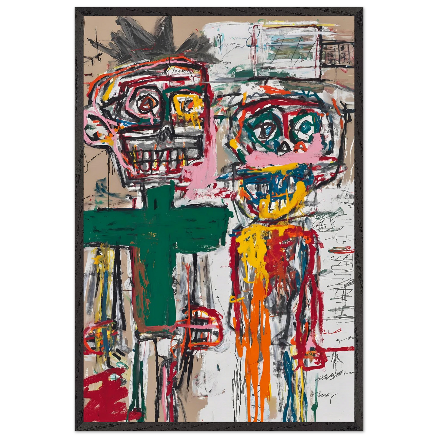 Deux Totems — tableau encadre bois — vue 2 — art mural STNCL