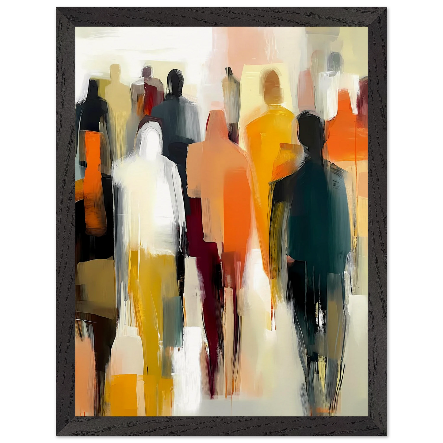 Foule Silencieuse — tableau encadré bois — vue 4 — art mural STNCL