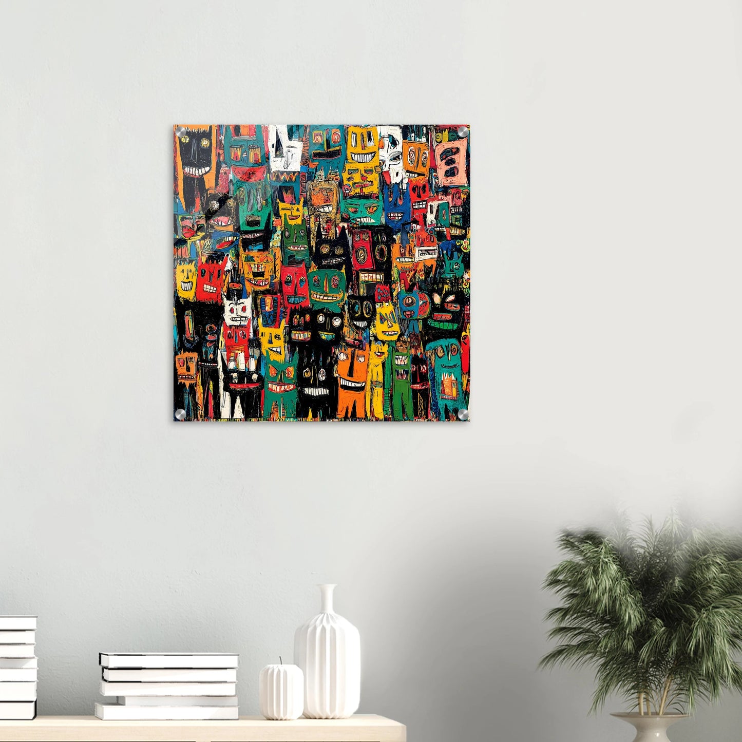 Assemblée de Masques — tableau plexiglas — vue 5 — art mural STNCL