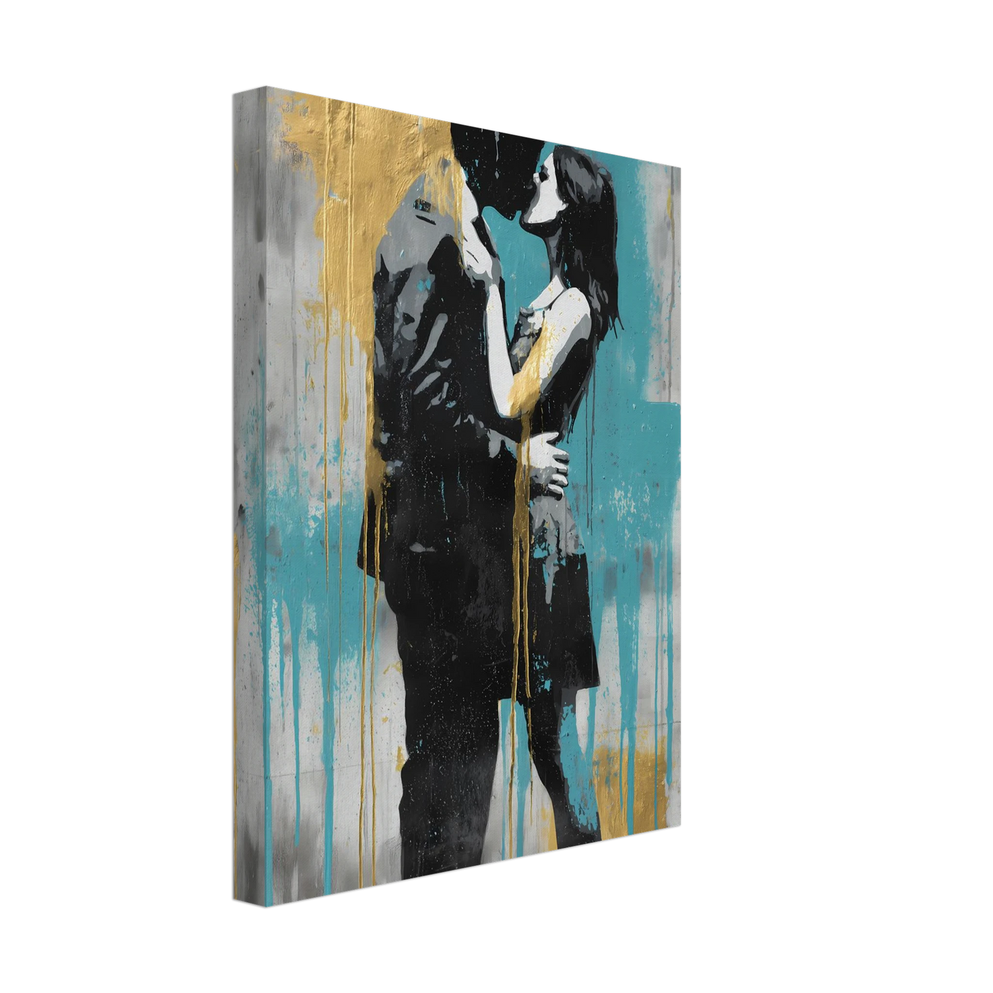 Baiser au Pochoir — tableau sur toile — vue 4 — art mural STNCL