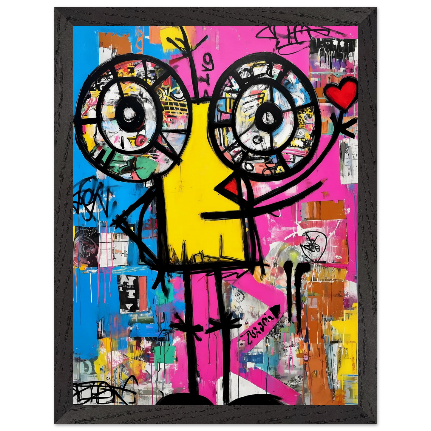 Petit Monstre au Cœur — tableau encadré bois — vue 4 — art mural STNCL