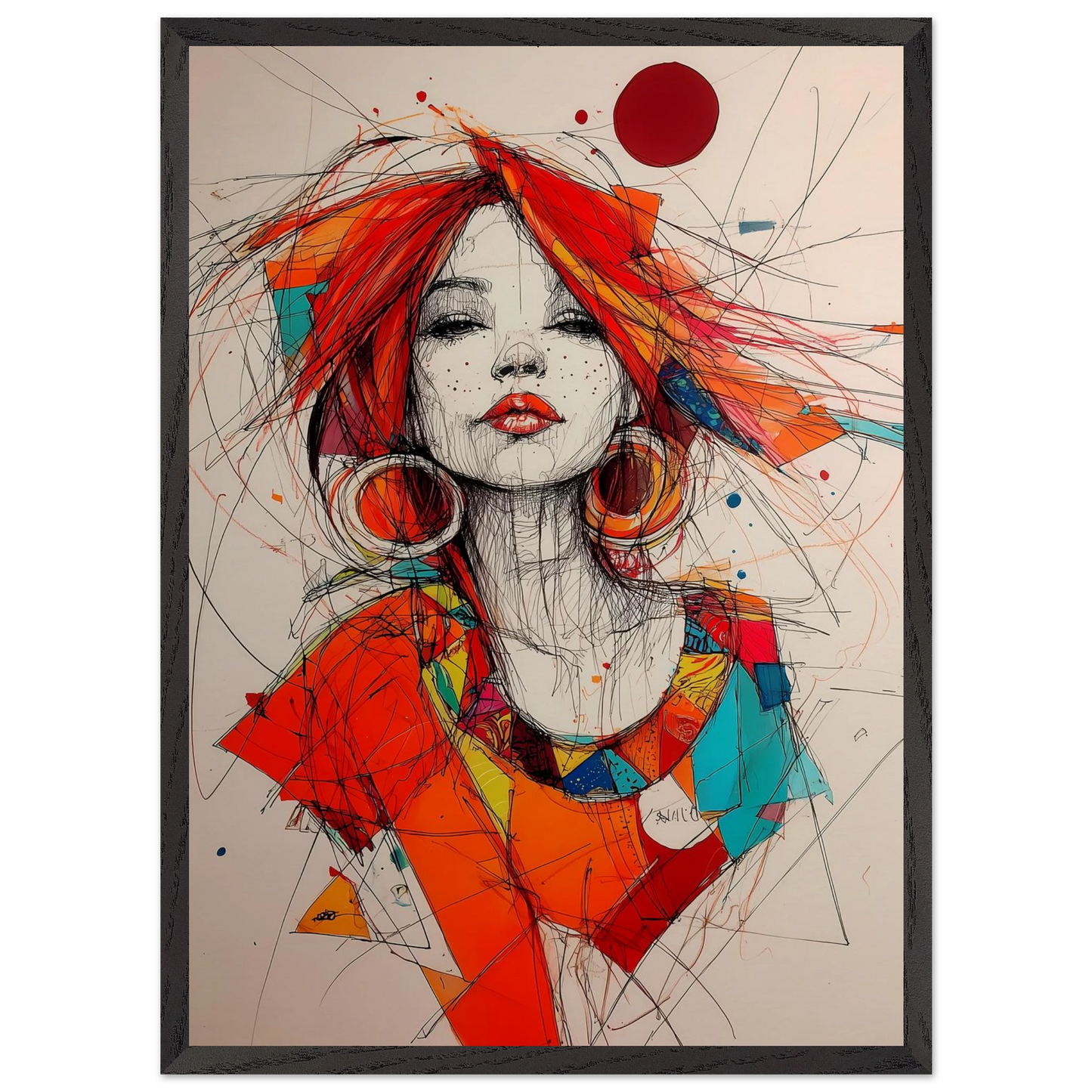 Créoles et Crayon — tableau encadré bois — vue 10 — art mural STNCL