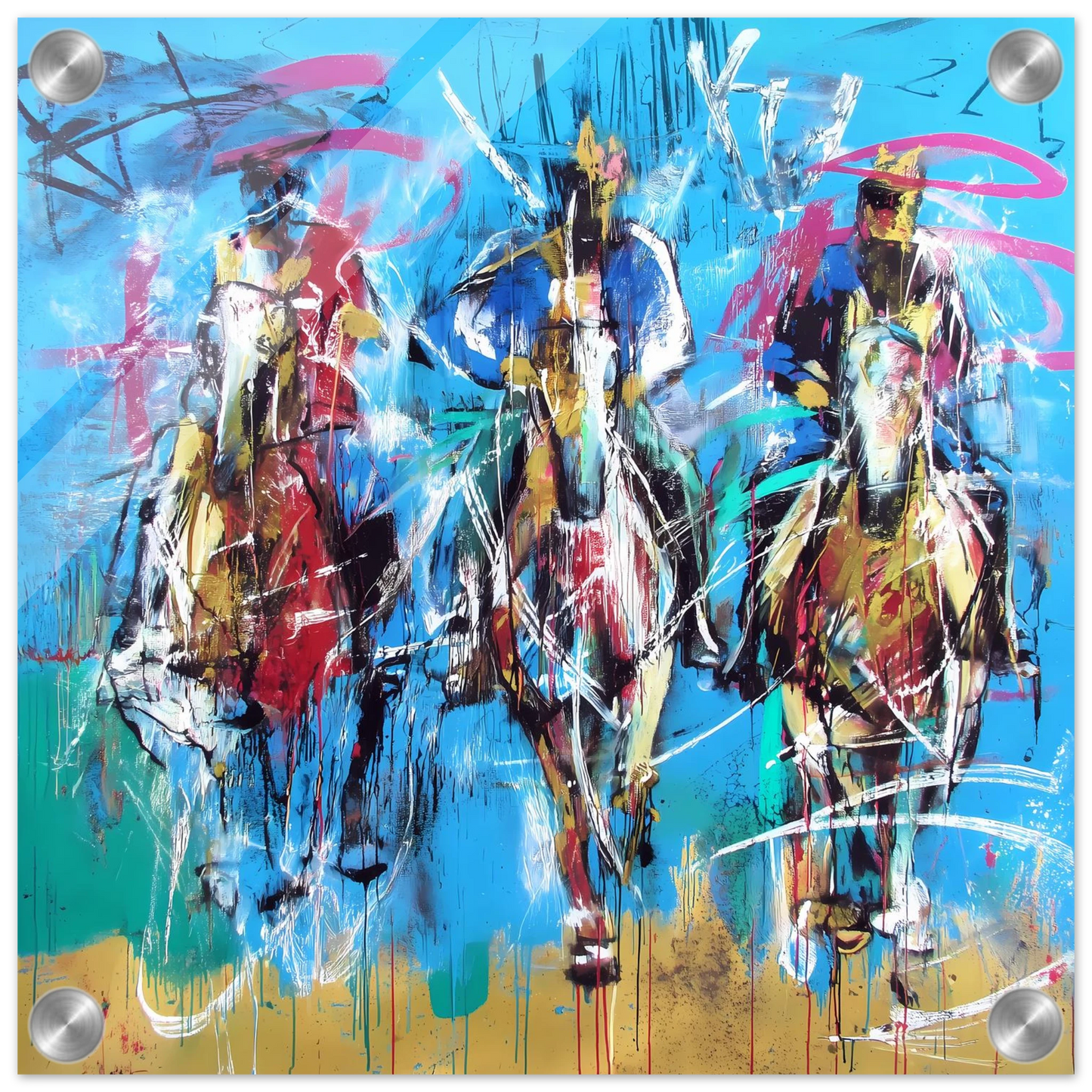 Trois Cavaliers — tableau plexiglas — vue 3 — art mural STNCL