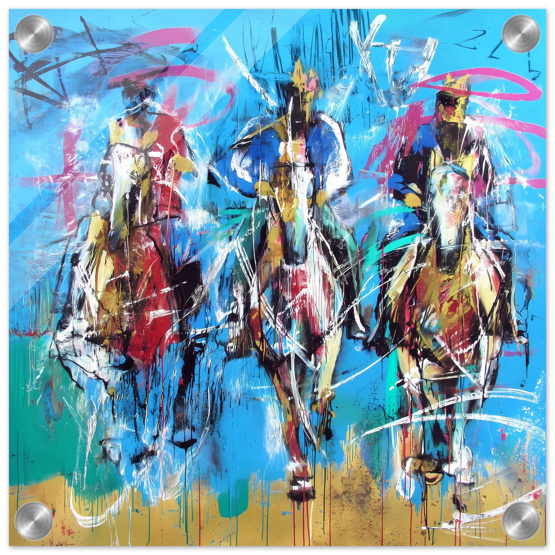 Trois Cavaliers — tableau plexiglas — vue 3 — art mural STNCL