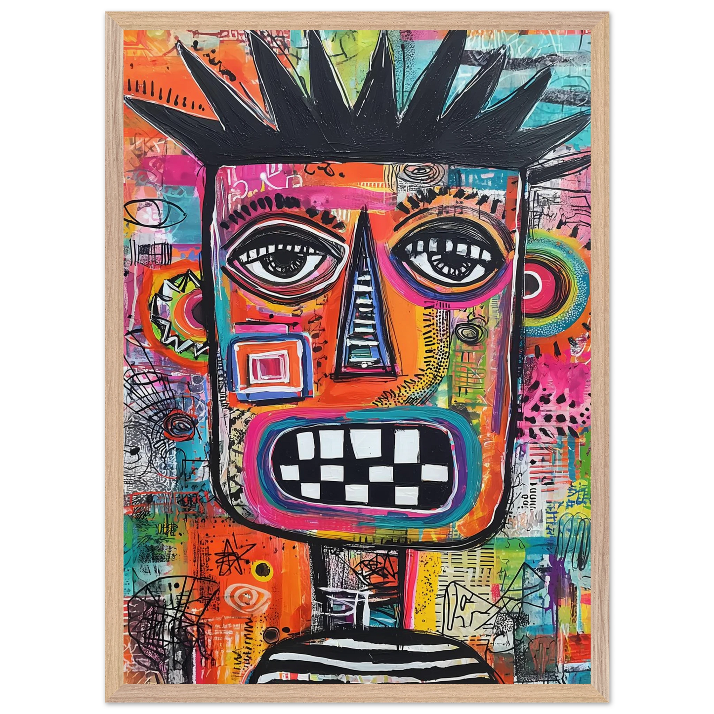 Masque Brut — tableau encadre bois — vue 13 — art mural STNCL