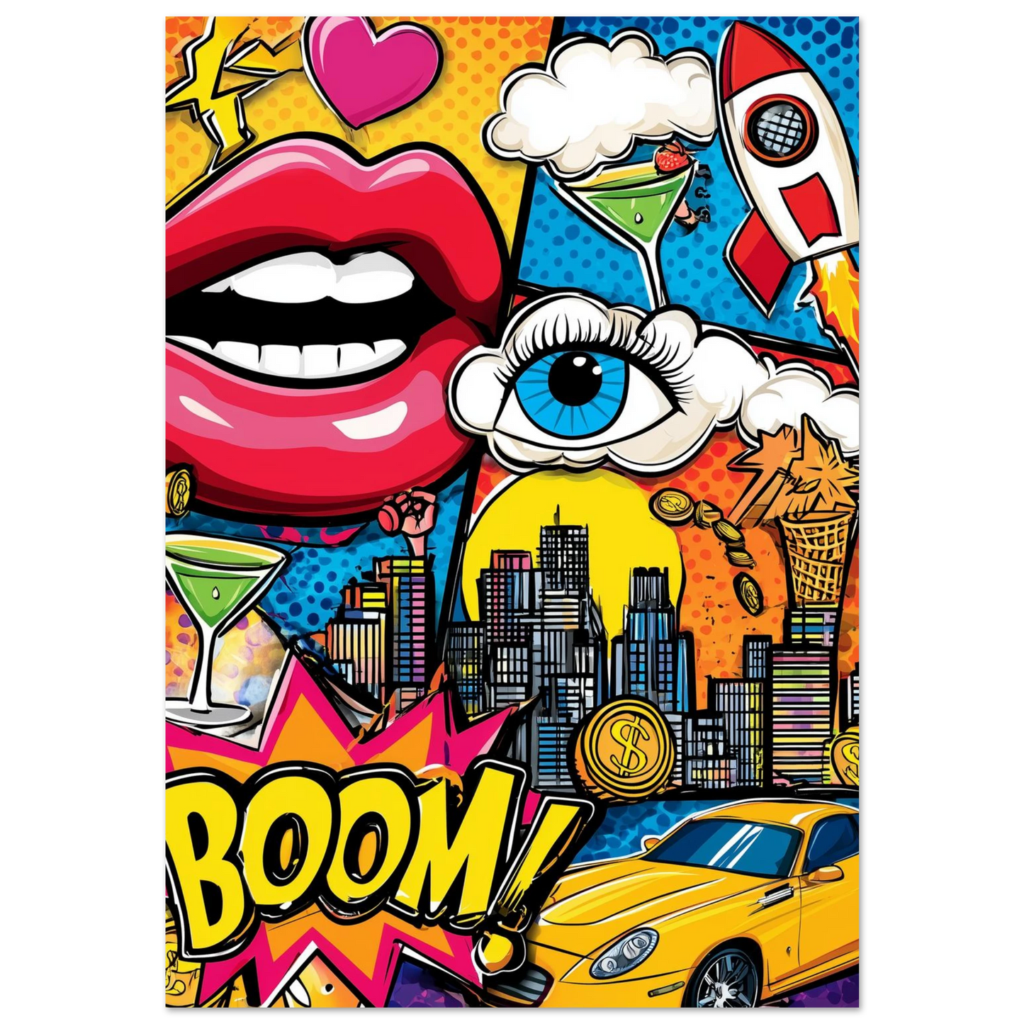 Boom Ville en Éclats — tableau aluminium — art mural STNCL