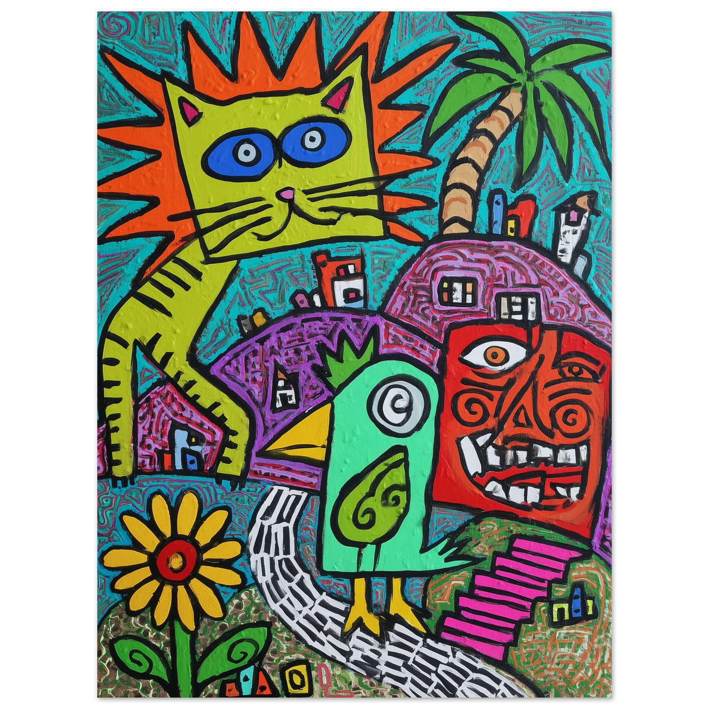 La Fête du Chat Solaire — affiche d'art — vue 4 — art mural STNCL