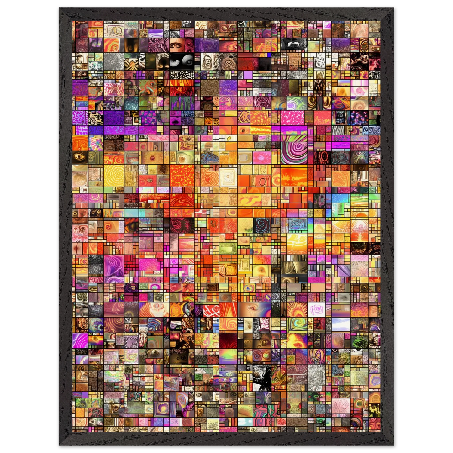 Mosaïque des Mille Mondes — tableau encadré bois — vue 15 — art mural STNCL