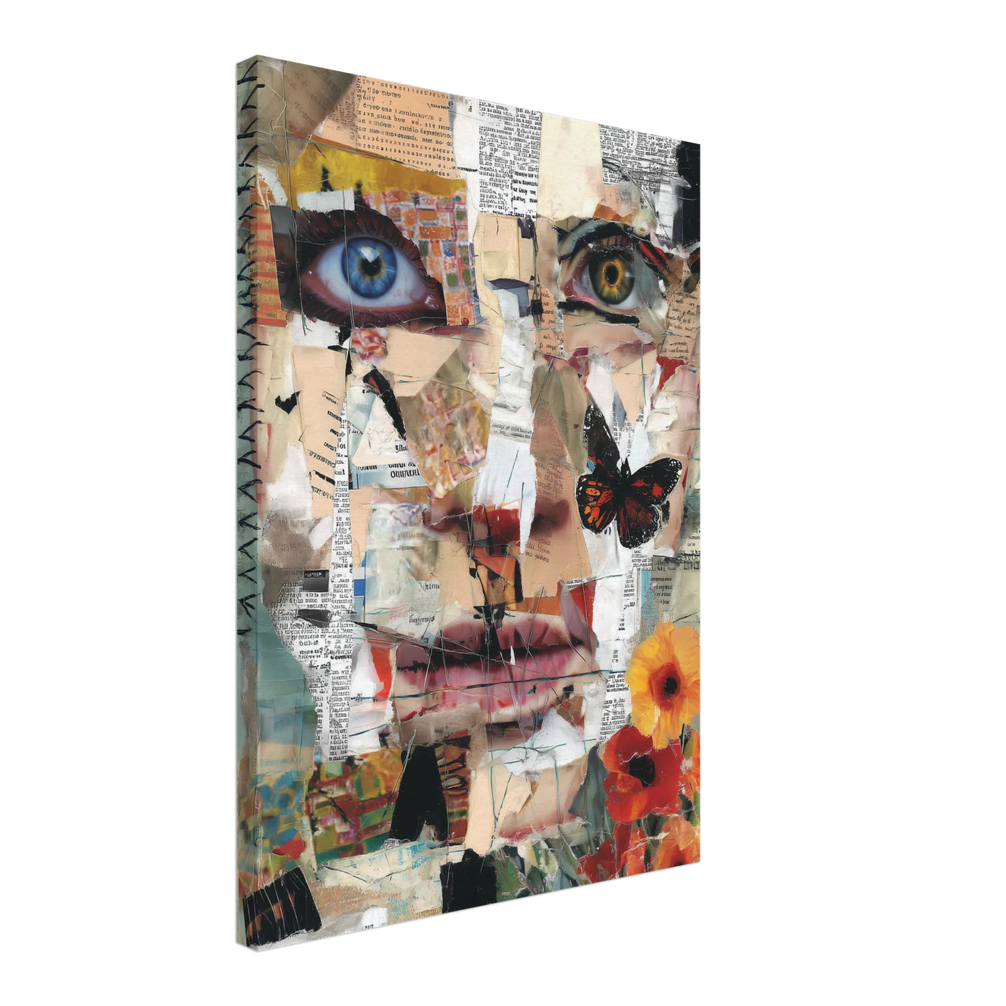 Le Visage de Papier — tableau sur toile — vue 3 — art mural STNCL