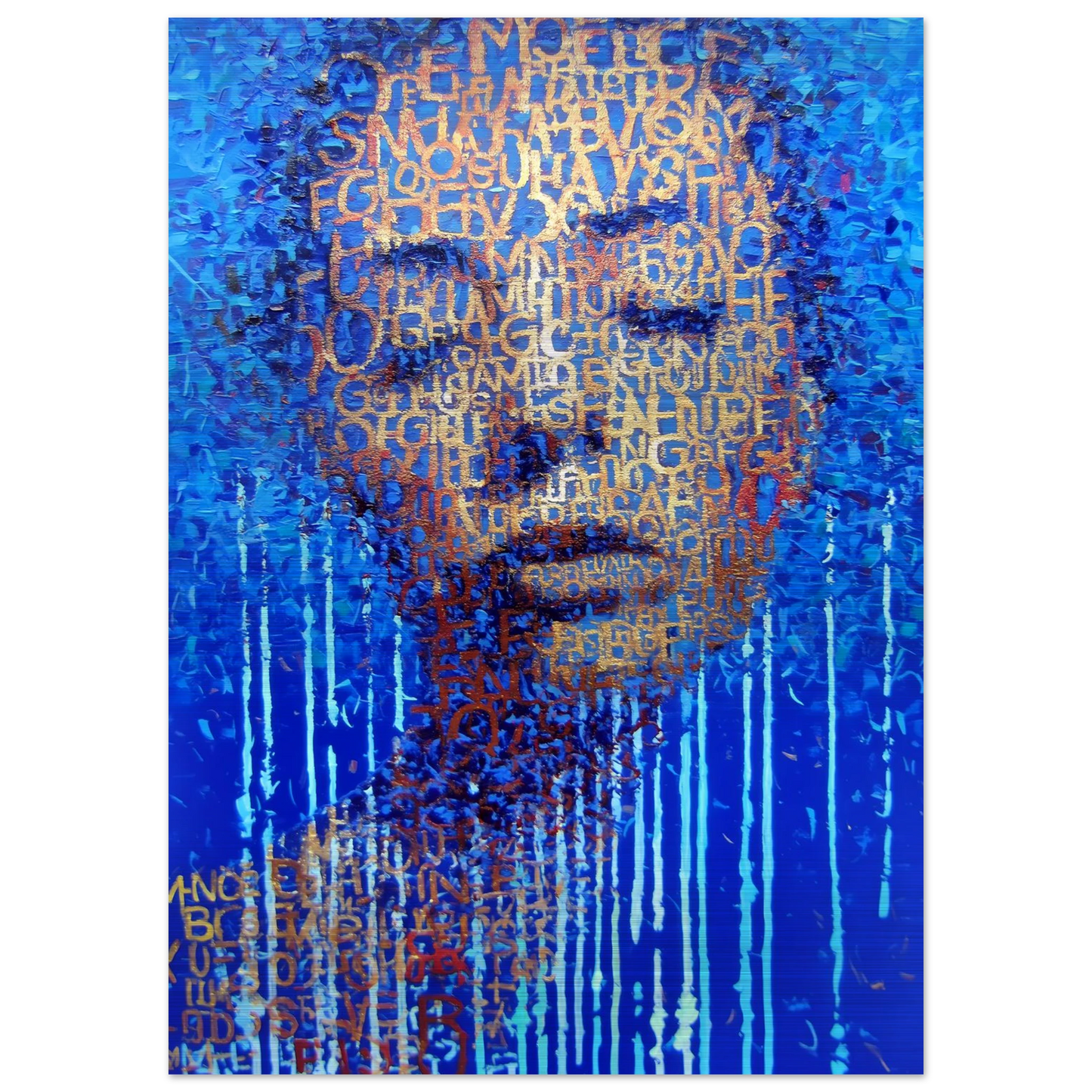 Visage de Lettres — tableau aluminium — vue 4 — art mural STNCL