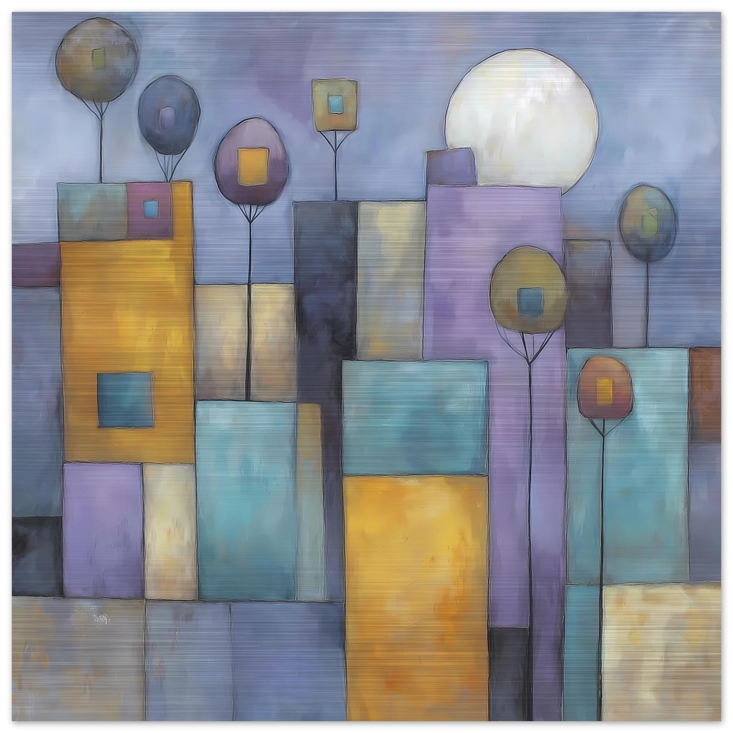 Ville sous la Lune — tableau aluminium — vue 2 — art mural STNCL