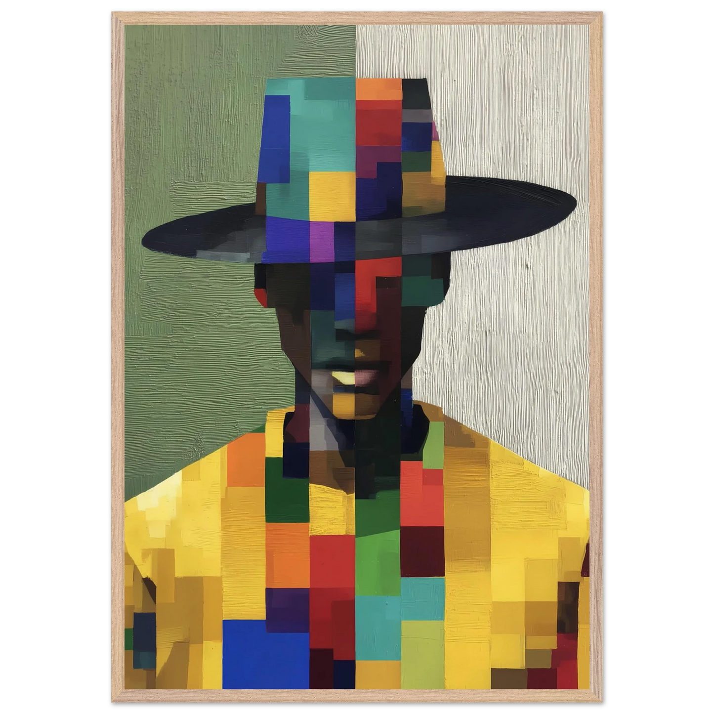 Portrait en Mosaïque — tableau encadre bois — vue 6 — art mural STNCL