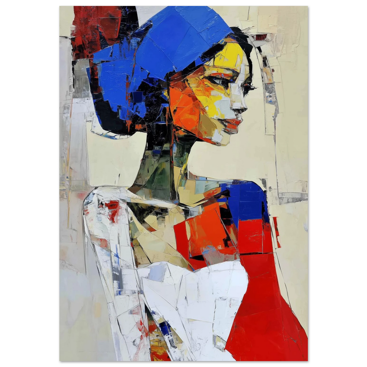 Facettes d'Azur et Carmin — tableau aluminium — art mural STNCL