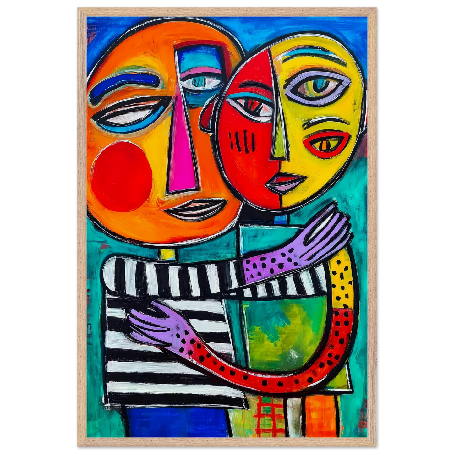 Étreinte Cubiste — tableau encadre bois — vue 14 — art mural STNCL