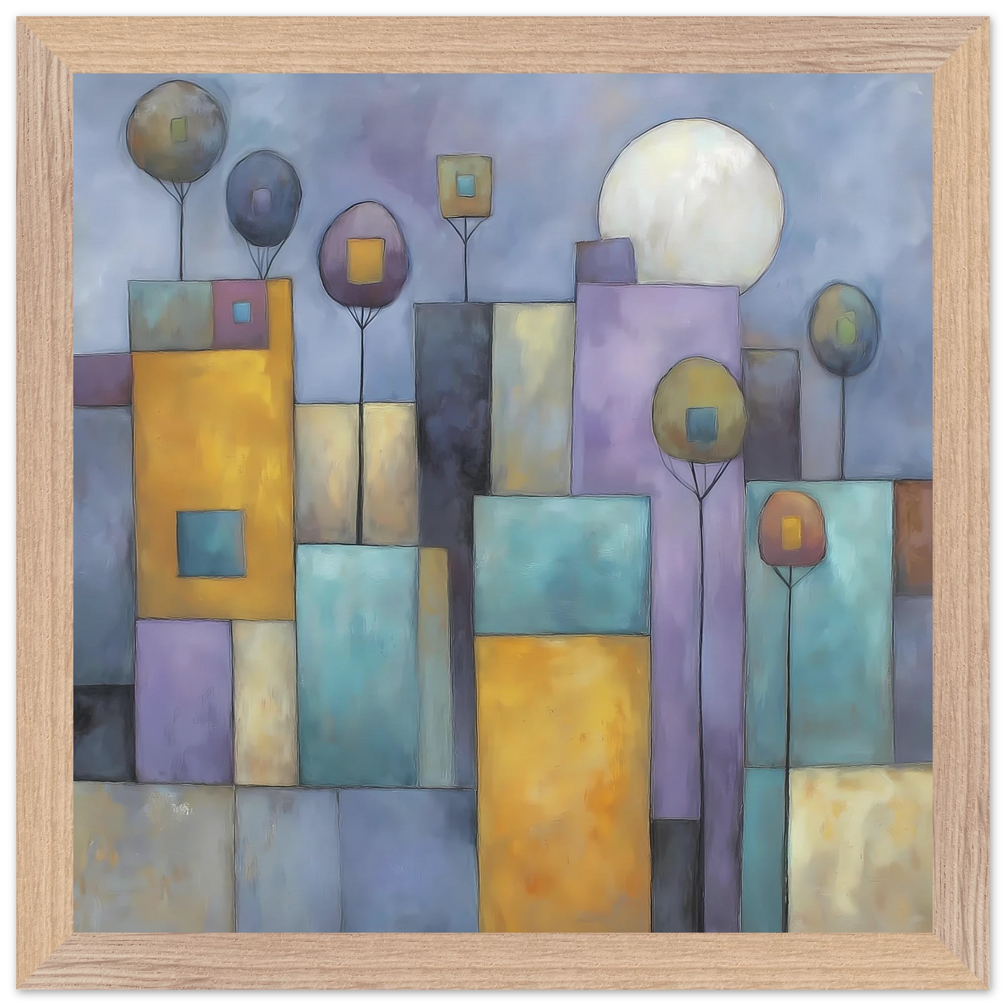 Ville sous la Lune — tableau encadré bois — vue 7 — art mural STNCL