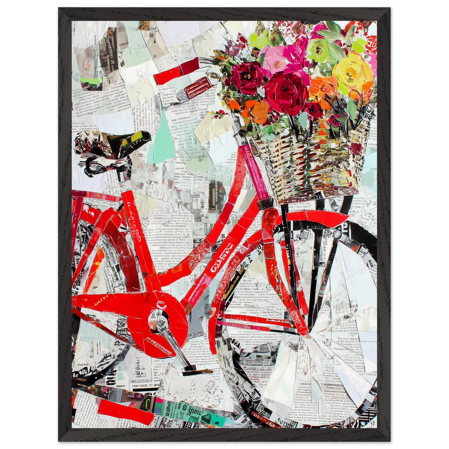 Le Vélo Fleuri — tableau encadré bois — vue 15 — art mural STNCL