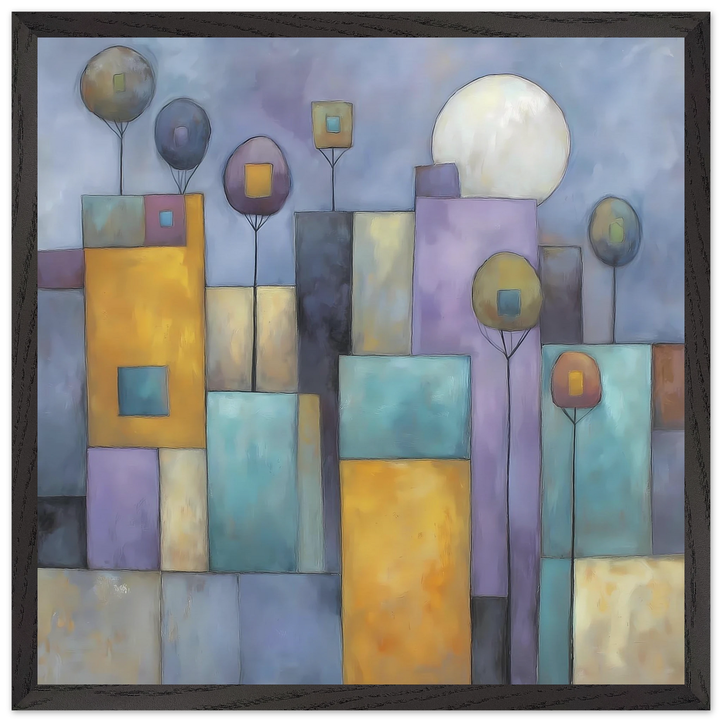 Ville sous la Lune — tableau encadré bois — vue 8 — art mural STNCL