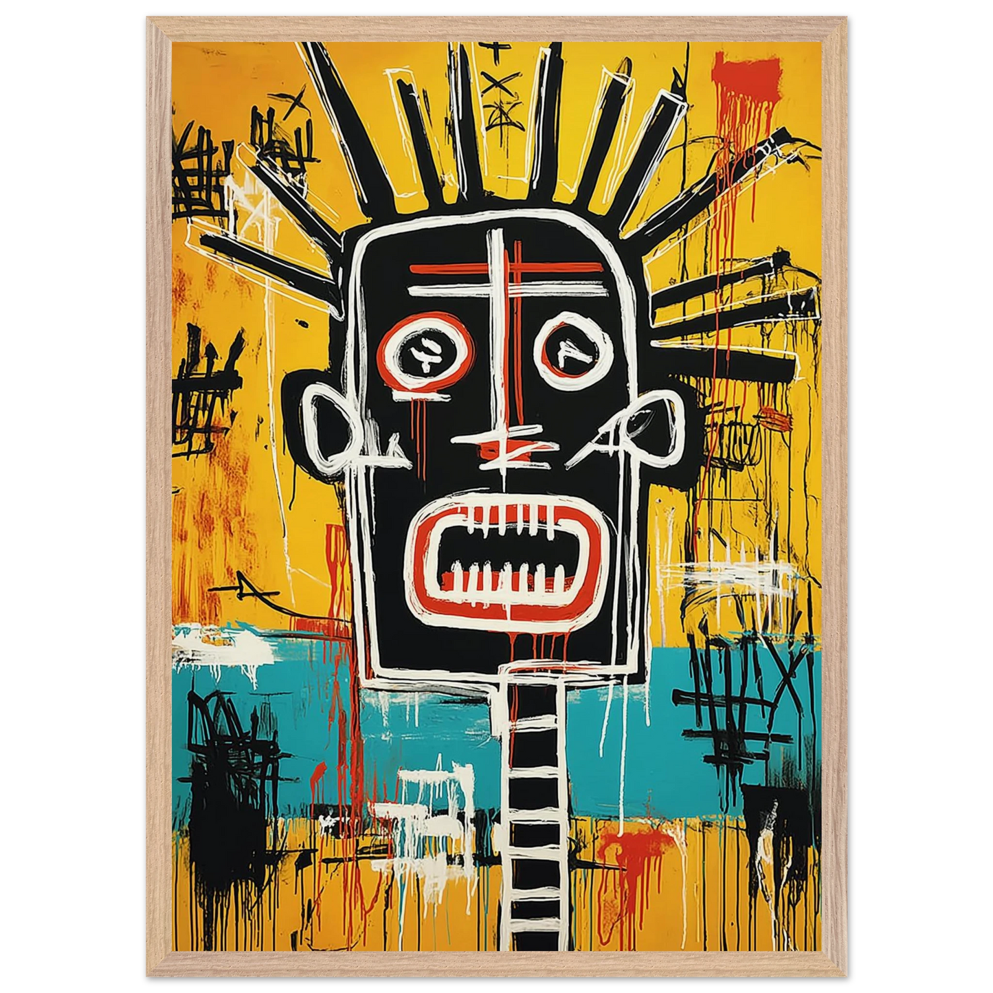 Tête Solaire — tableau encadré bois — vue 13 — art mural STNCL