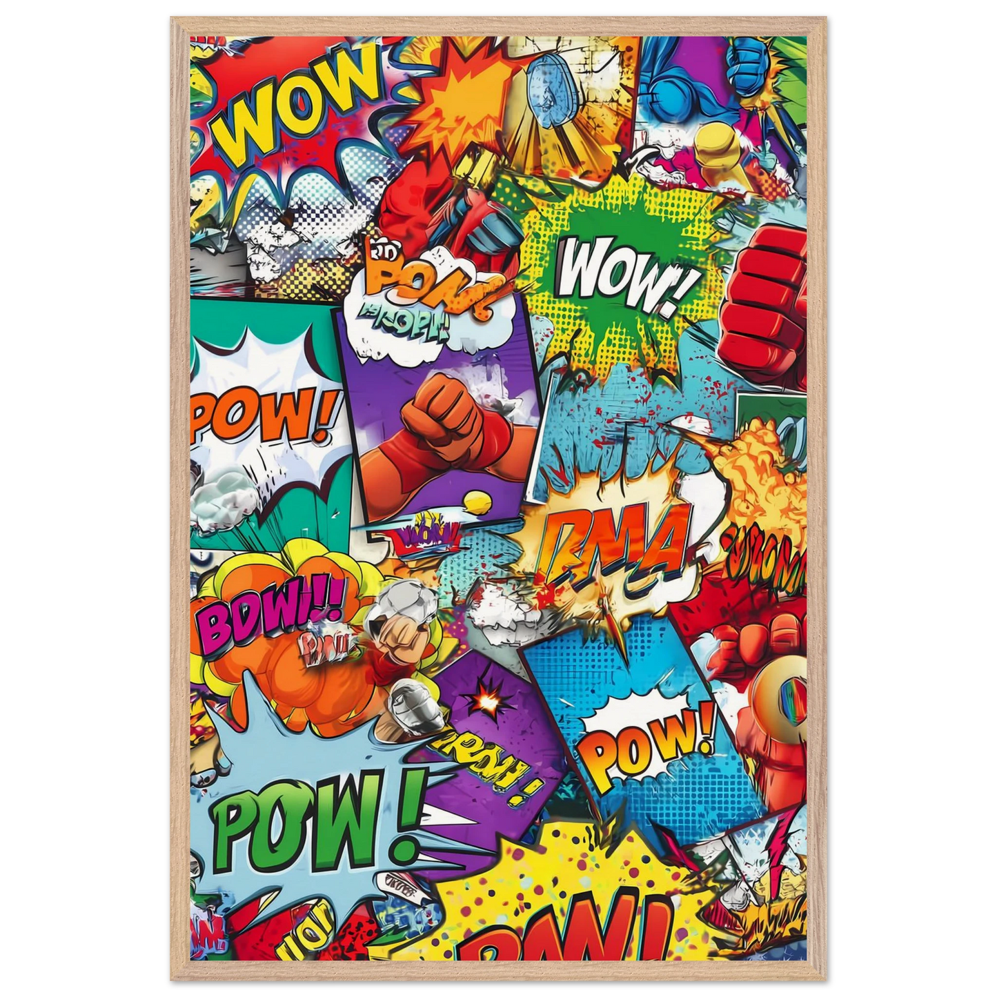 Explosion Pop Art — tableau encadre bois — vue 14 — art mural STNCL