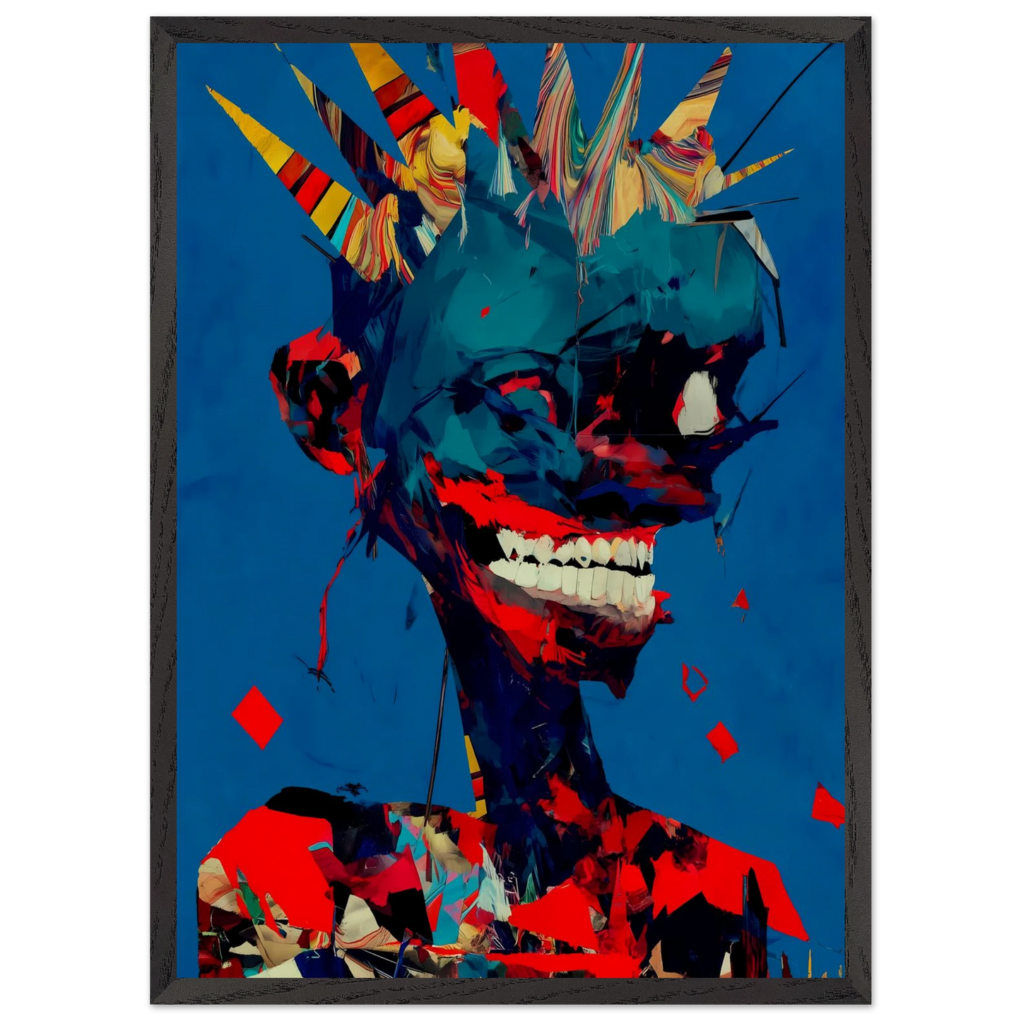 Le Rire Bleu — tableau encadré bois — vue 10 — art mural STNCL