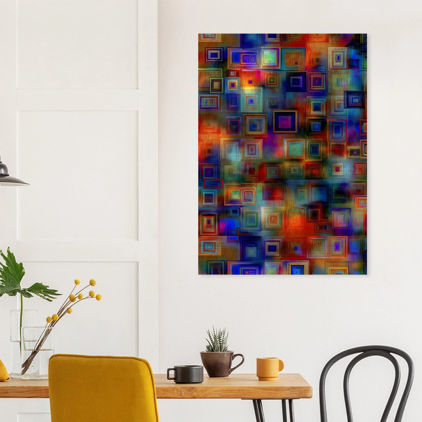 Trame de Carrés — tableau aluminium — vue 8 — art mural STNCL