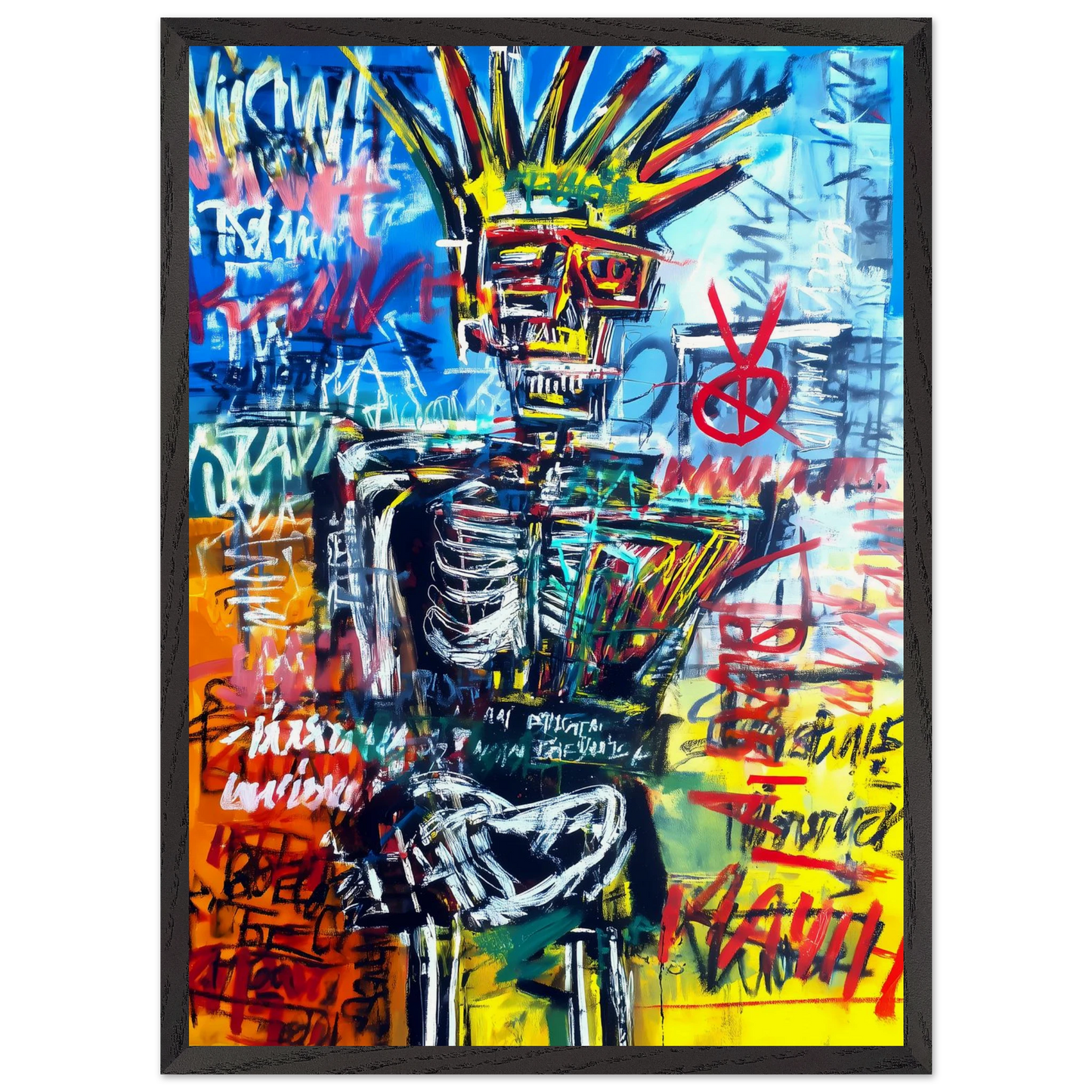 Roi Squelette — tableau encadre bois — vue 10 — art mural STNCL