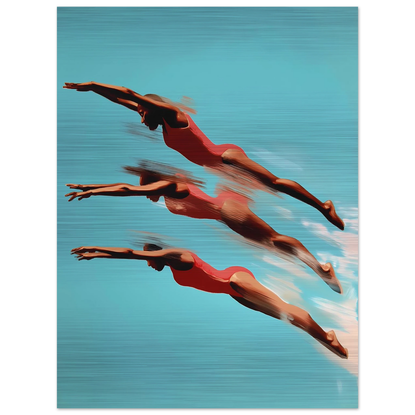 Trois Plongeuses — tableau aluminium — vue 5 — art mural STNCL