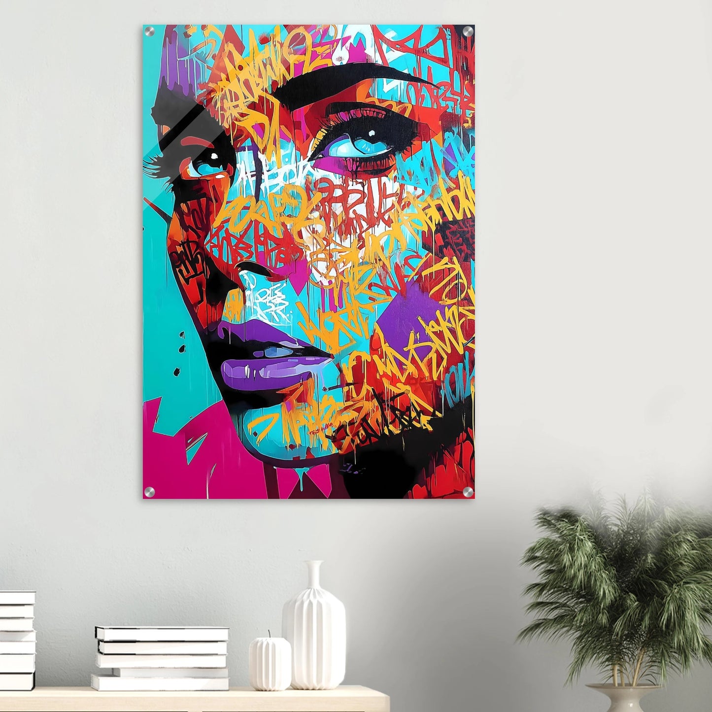 Lettres sur le Visage — tableau plexiglas — vue 6 — art mural STNCL