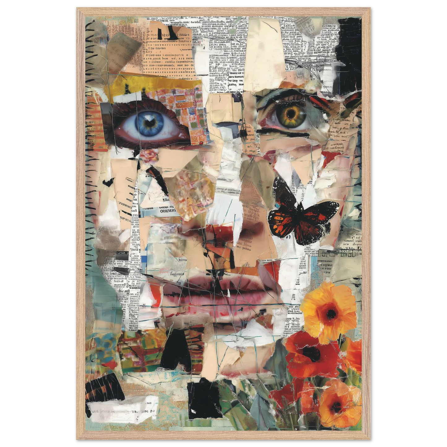 Le Visage de Papier — tableau encadré bois — vue 14 — art mural STNCL