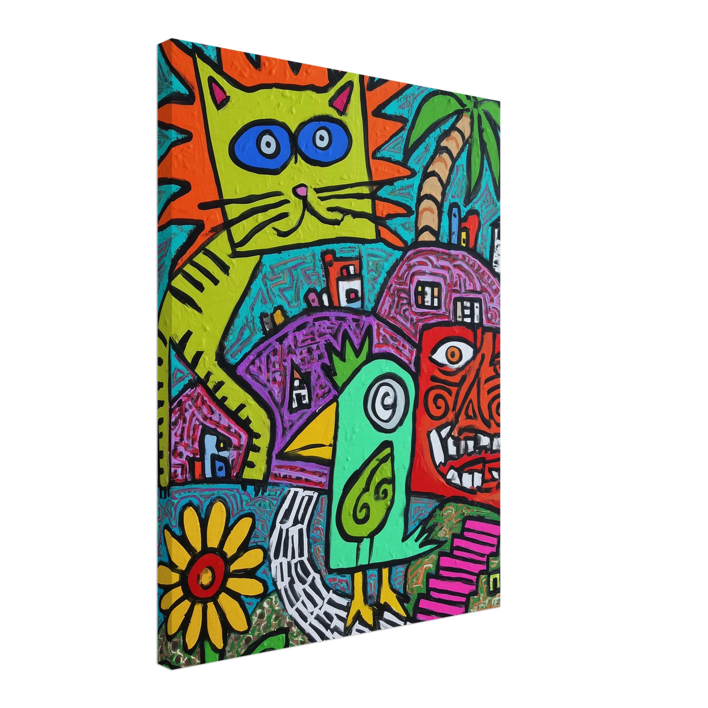 La Fête du Chat Solaire — tableau sur toile — vue 2 — art mural STNCL