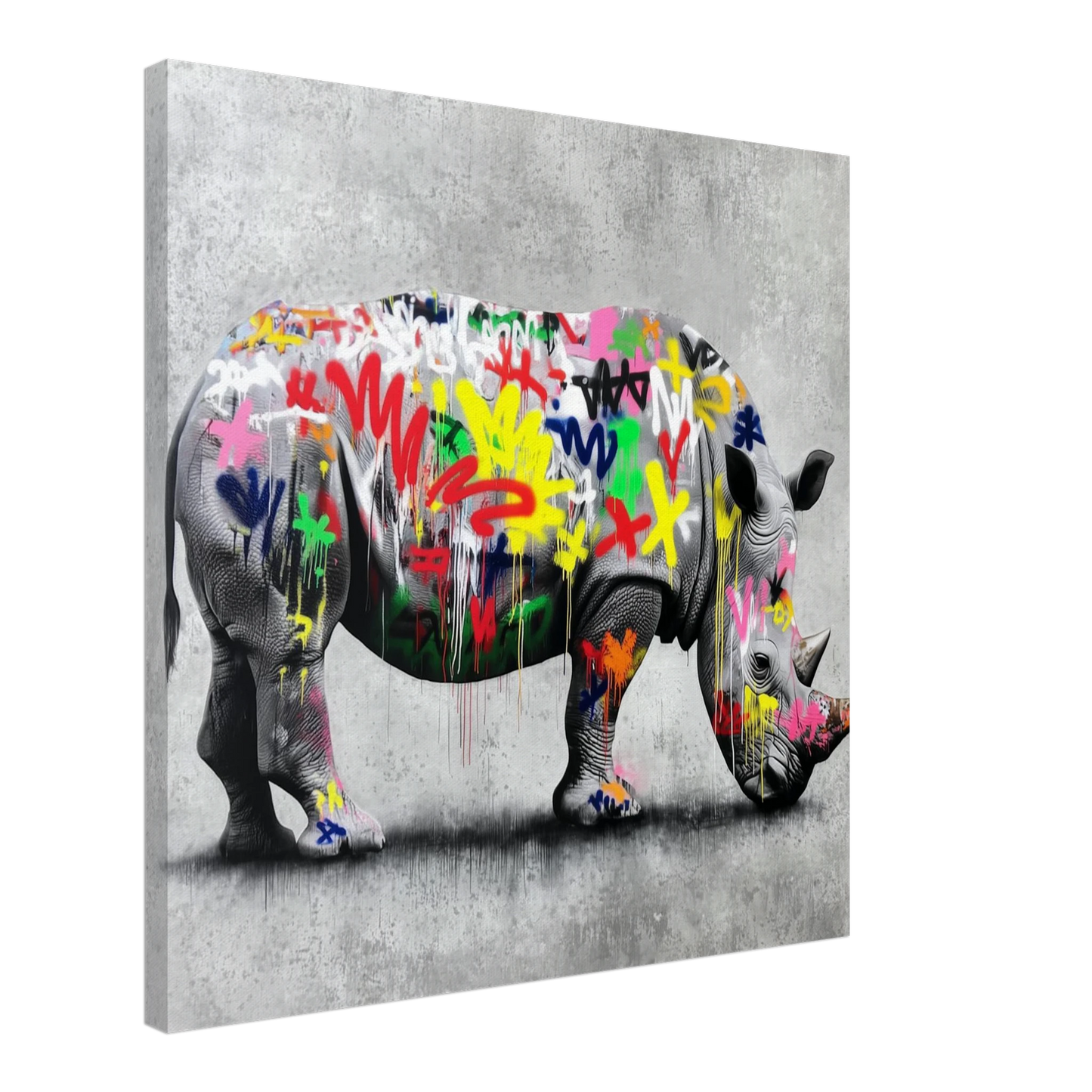 Rhinocéros aux Mille Couleurs — tableau sur toile — art mural STNCL