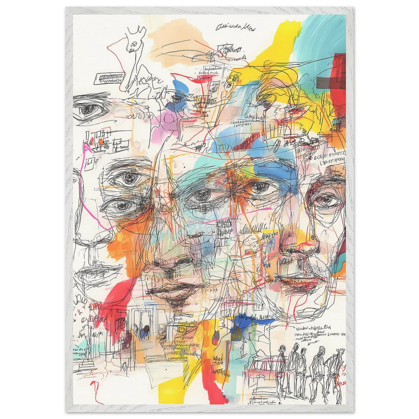 Carnet de Visages — tableau encadré bois — vue 5 — art mural STNCL