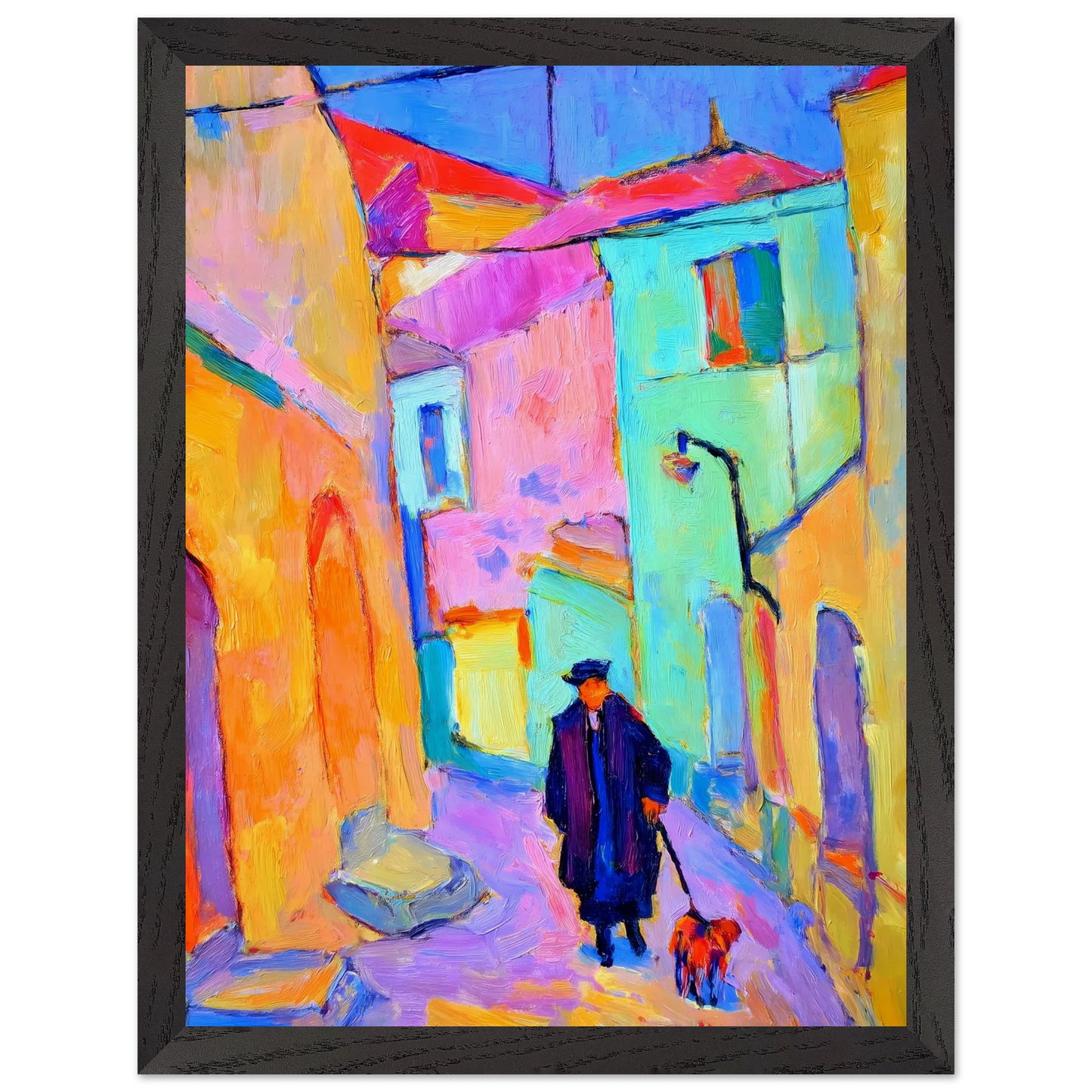 Le Promeneur en Bleu — tableau encadré bois — vue 4 — art mural STNCL