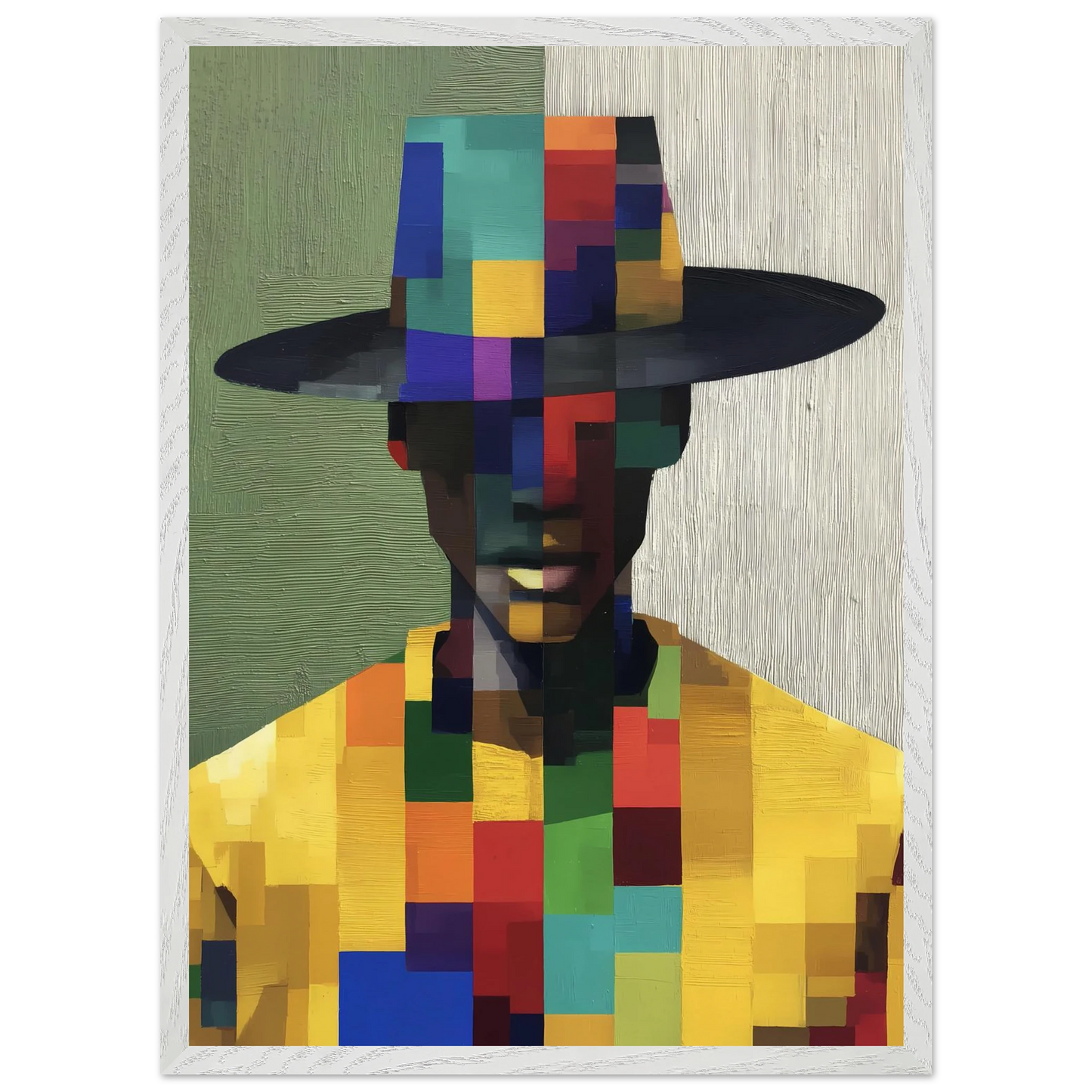 Portrait en Mosaïque — tableau encadre bois — vue 11 — art mural STNCL
