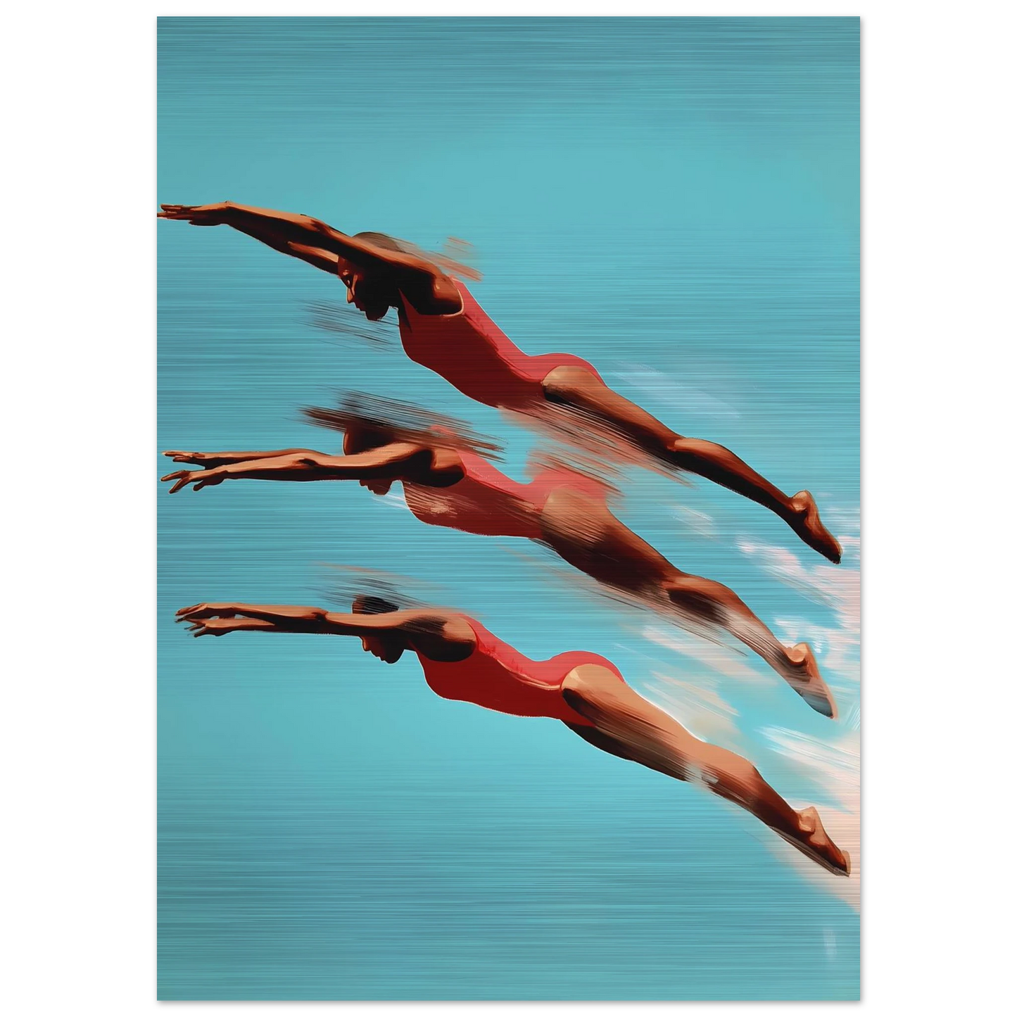 Trois Plongeuses — tableau aluminium — vue 4 — art mural STNCL