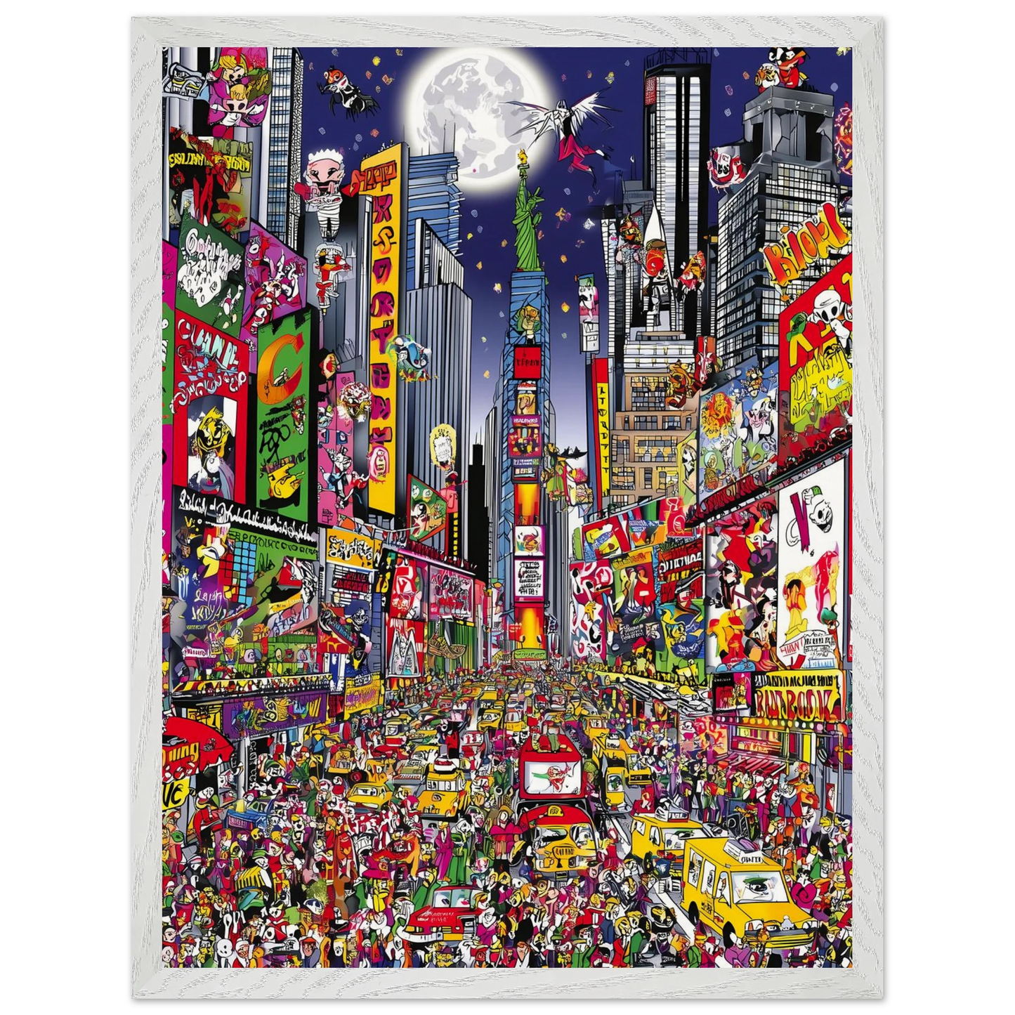 Times Square en Fête — tableau encadre bois — vue 8 — art mural STNCL