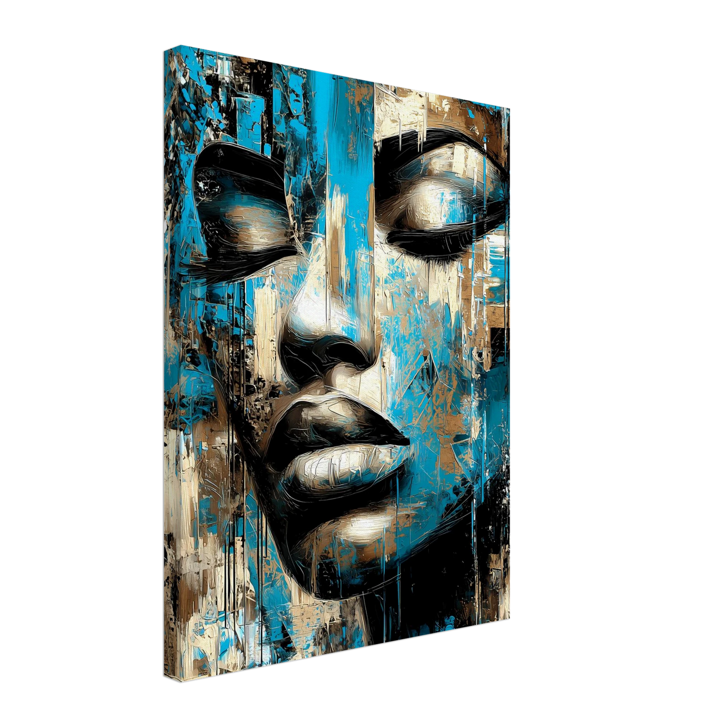 Bleu et Or — tableau sur toile — vue 5 — art mural STNCL