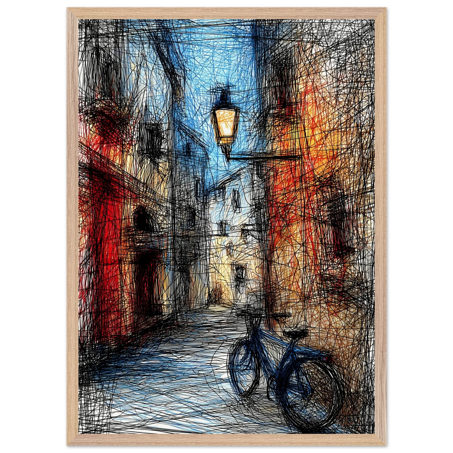 Ruelle à la Lanterne — tableau encadré bois — vue 13 — art mural STNCL