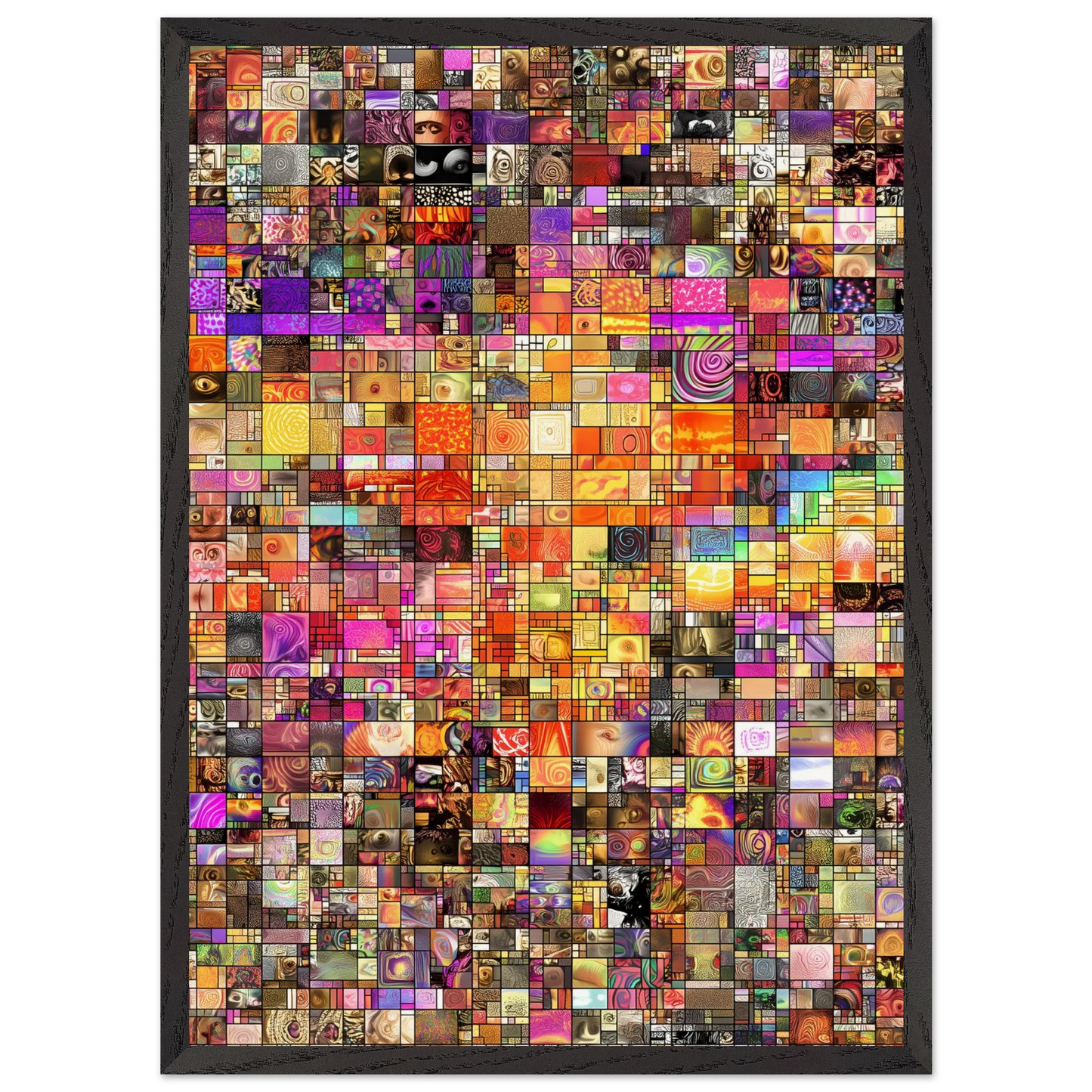 Mosaïque des Mille Mondes — tableau encadré bois — vue 10 — art mural STNCL