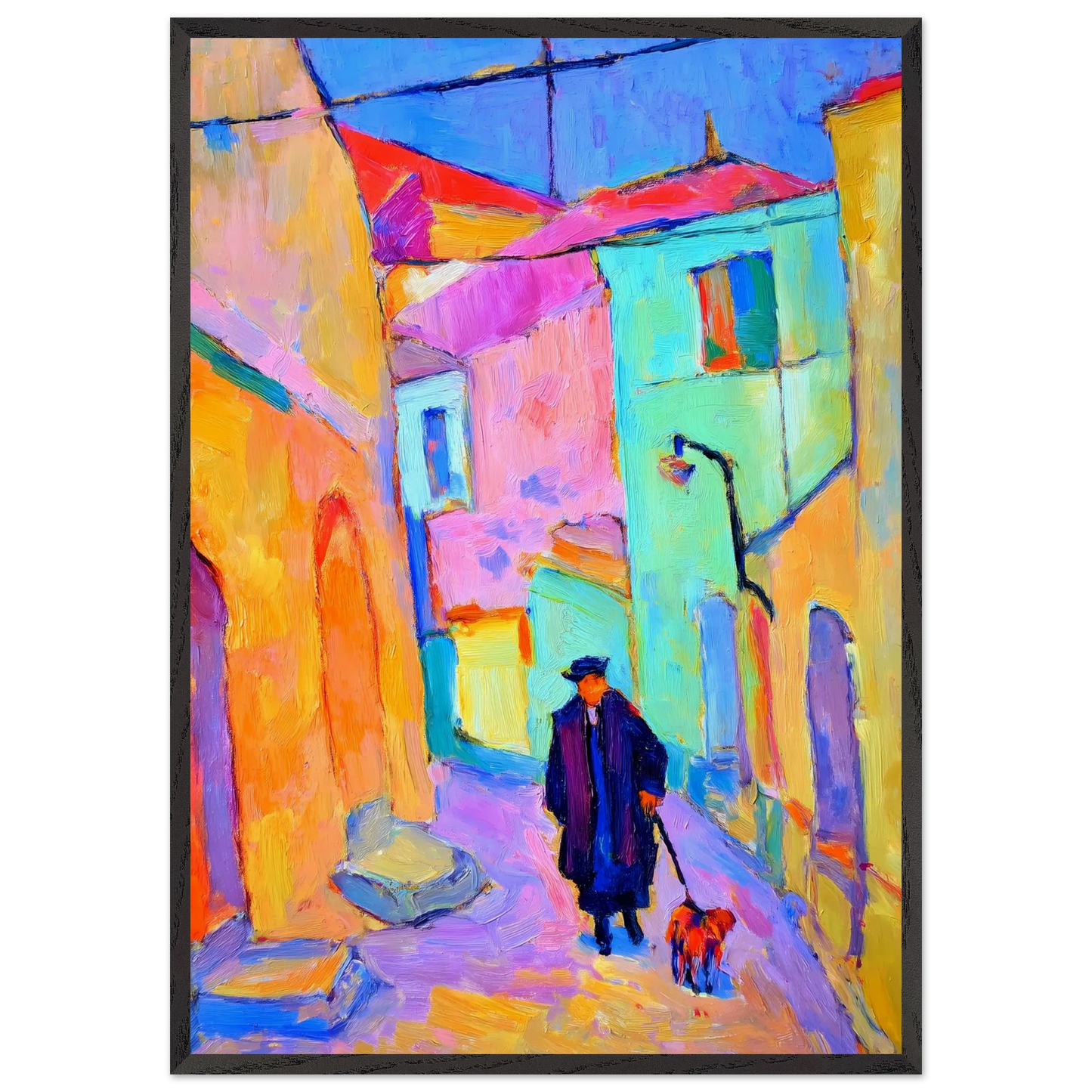 Le Promeneur en Bleu — tableau encadré bois — art mural STNCL