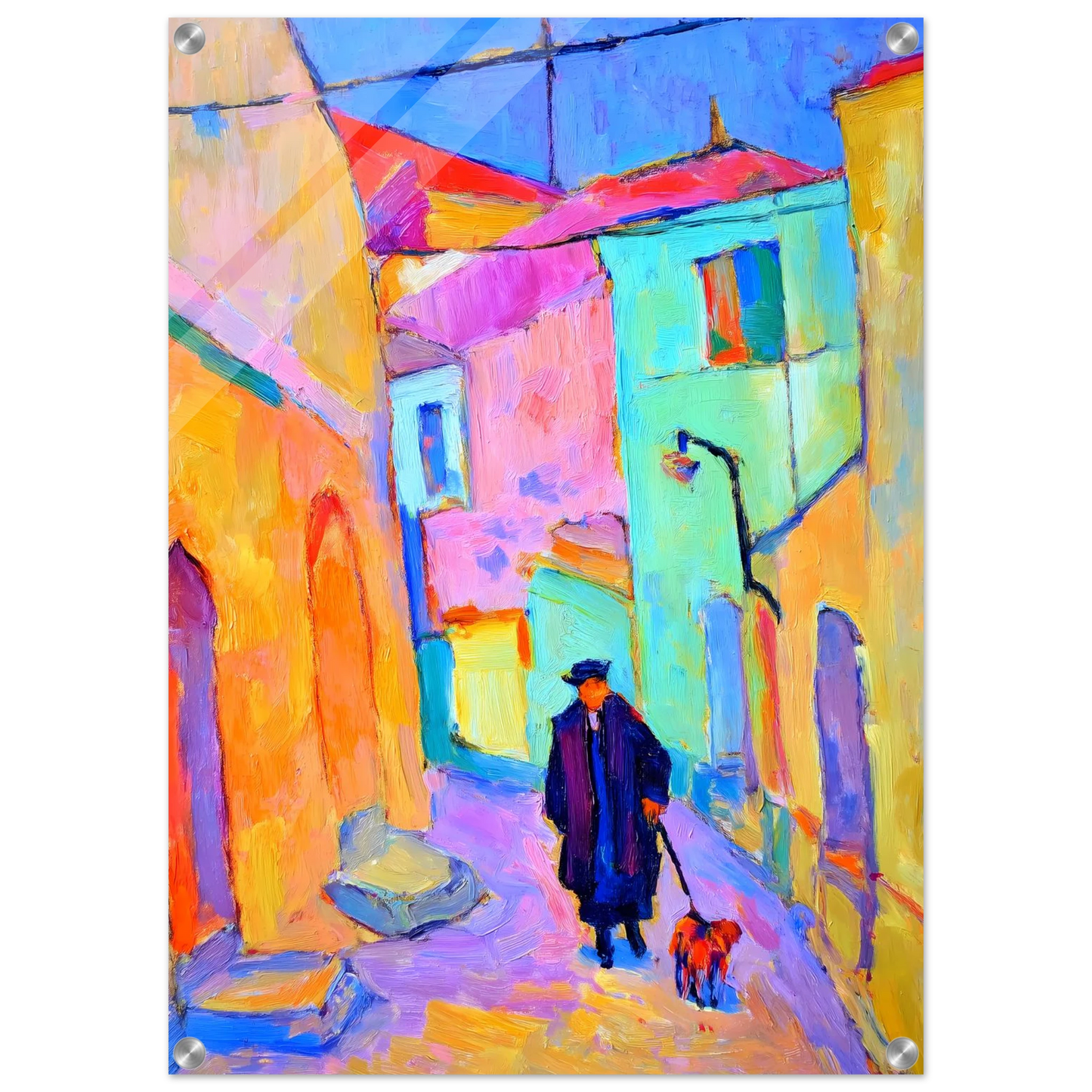 Le Promeneur en Bleu — tableau plexiglas — vue 2 — art mural STNCL