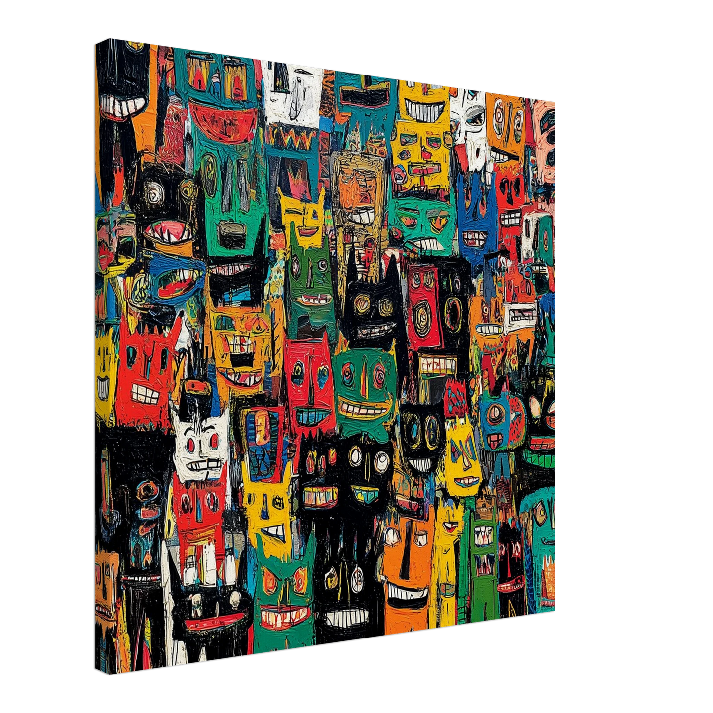 Foule de Masques Expressifs — tableau sur toile — art mural STNCL