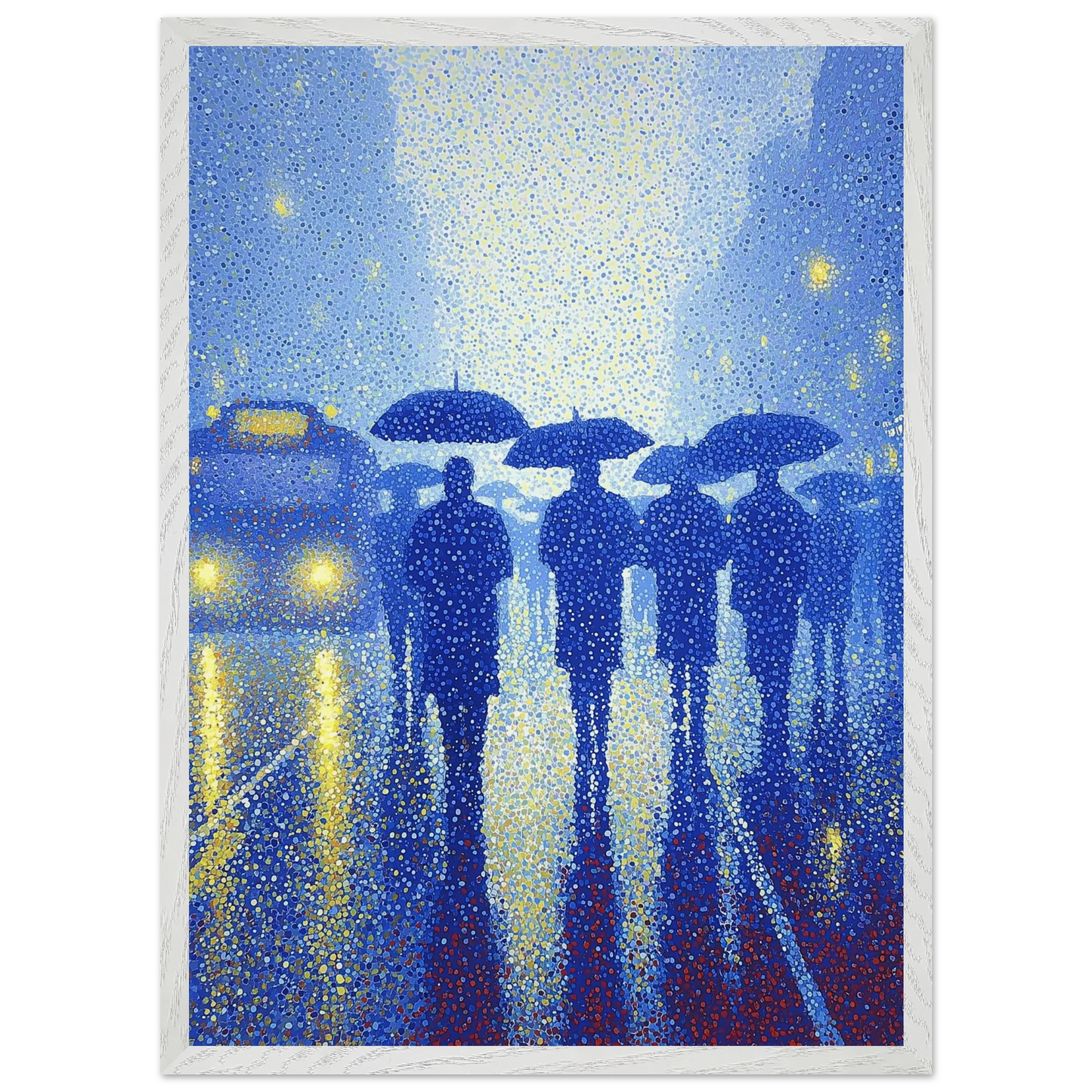 Pluie de Néon Bleu — tableau encadré bois — vue 12 — art mural STNCL