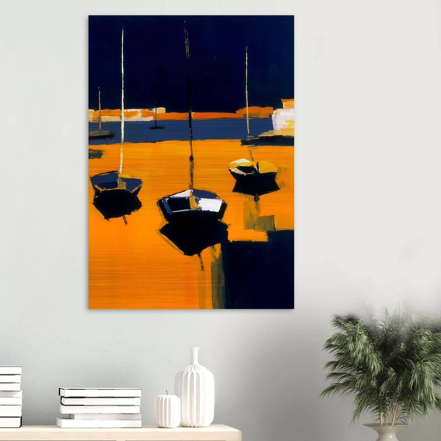 Barques au Soleil Couchant — tableau aluminium — vue 6 — art mural STNCL