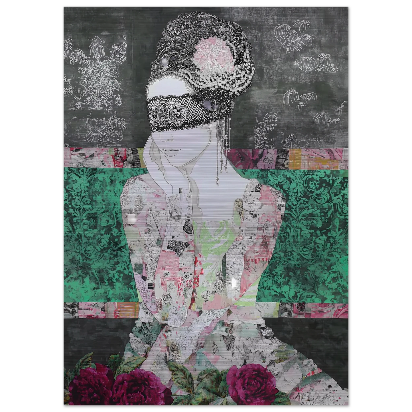 Dame de Dentelle — tableau aluminium — vue 4 — art mural STNCL